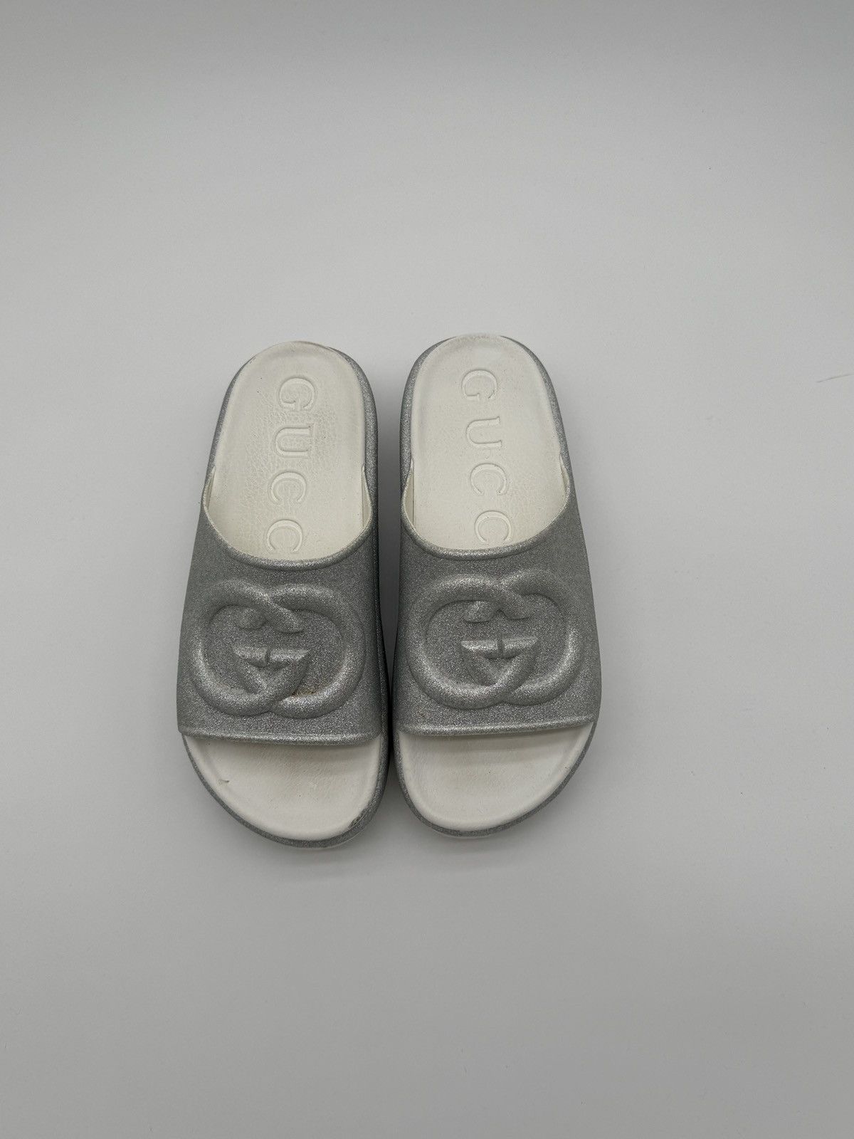 Gucci Silver Glitter Gucci Platform Slides Size US 8 / IT 38 - 6 Thumbnail