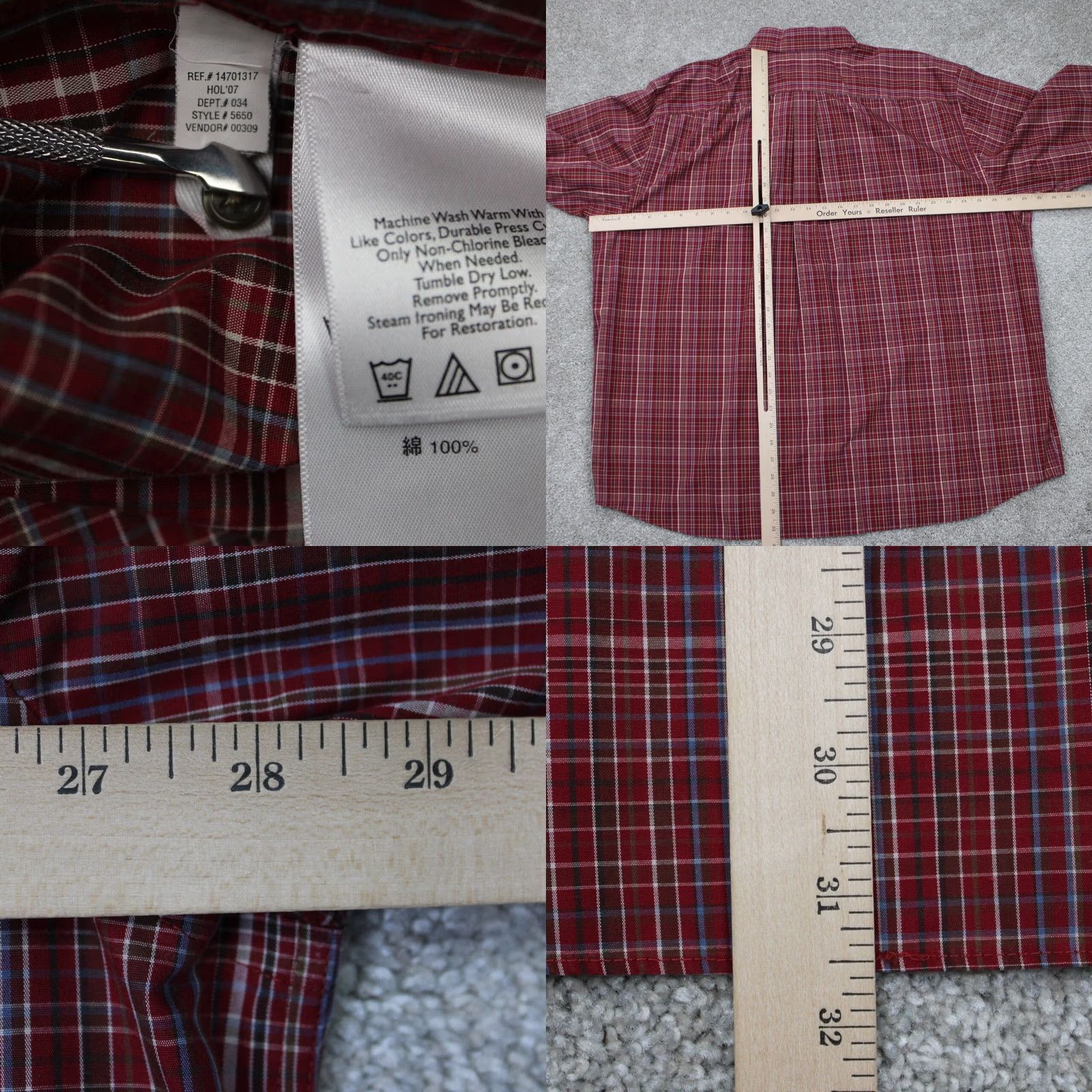 Eddie Bauer Eddie Bauer Shirt Adult 2XL XXL Red Plaid Relaxed Button-Up L/S Wrinkle Resistant Cotton Casual Mens Size US XXL / EU 58 / 5 - 8 Thumbnail