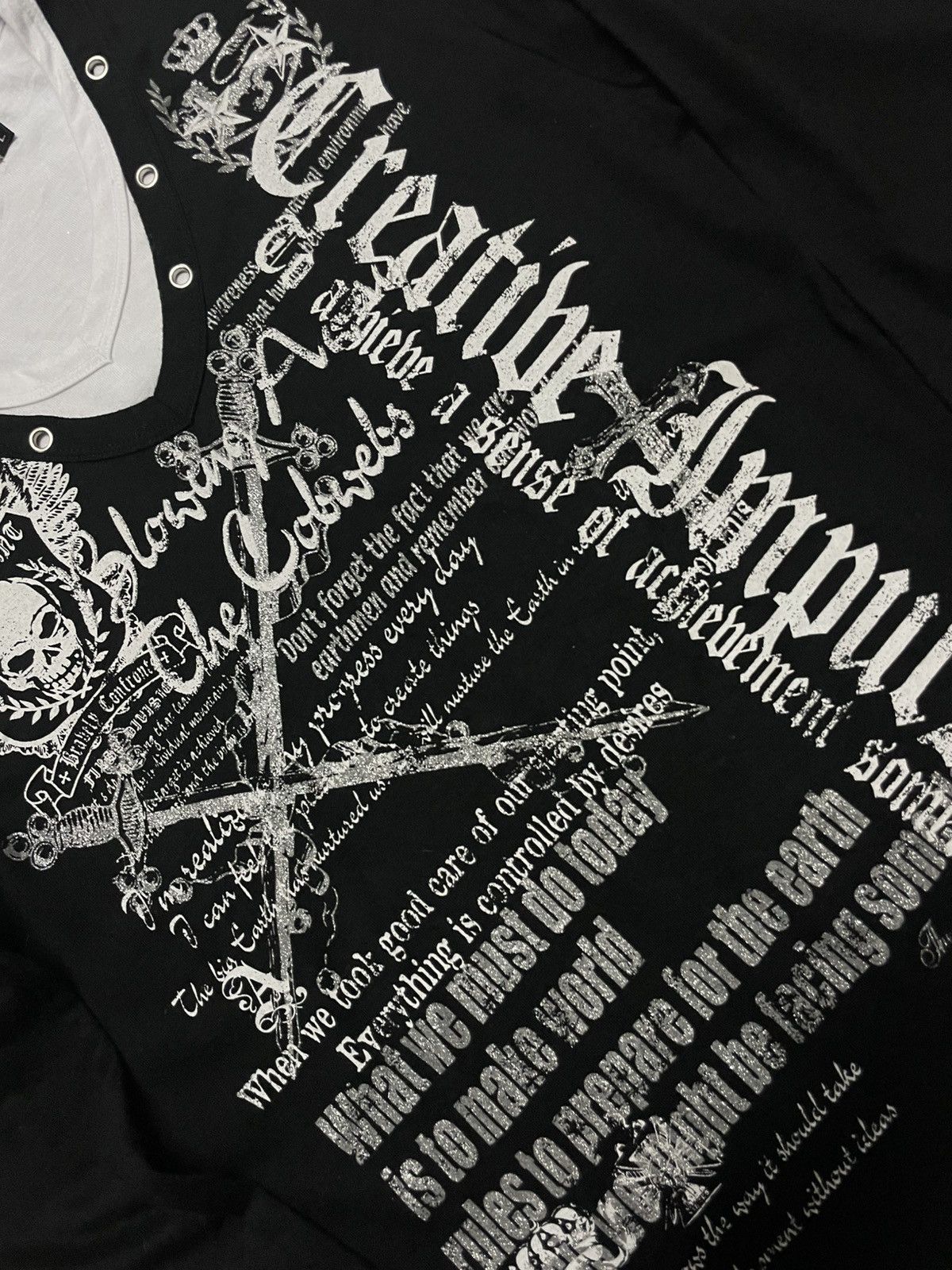 Seditionaries 💥 Black Label England Poem Gothic Punk VTshirt Double Layer Size US L / EU 52-54 / 3 - 5 Thumbnail