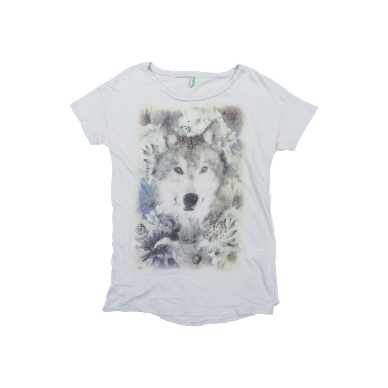Benetton UNITED COLORS OF BENETTON FLOWERS WOLF HEAD BLINK T-SHIRT Size XS / US 0-2 / IT 36-38 - 1 Thumbnail