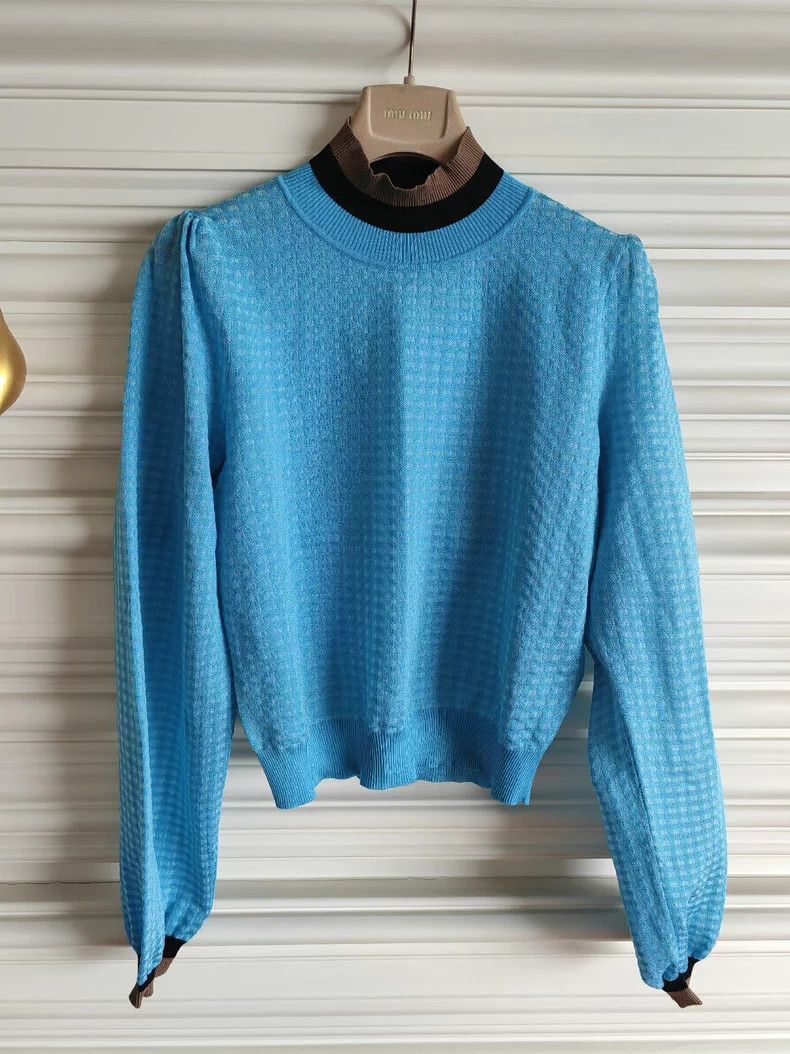 Fendi FENDI Blue Knit Long Sleeve Top Size US S / EU 44-46 / 1 - 1 Thumbnail