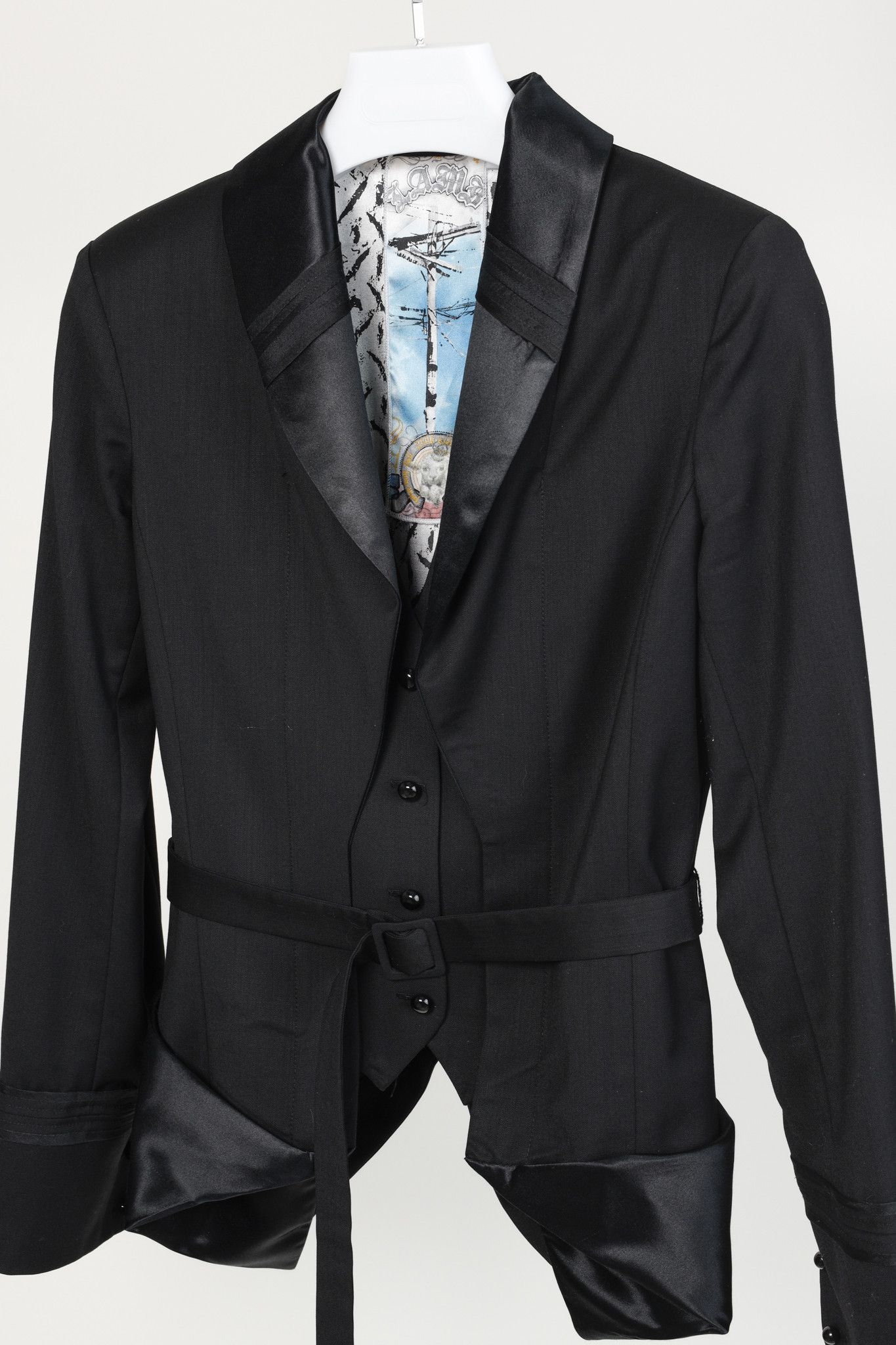 L.A.M.B. L.A.M.B. Vintage Black Wool and Satin Waistcoat Jacket Size S / US 4 / IT 40 - 3 Thumbnail