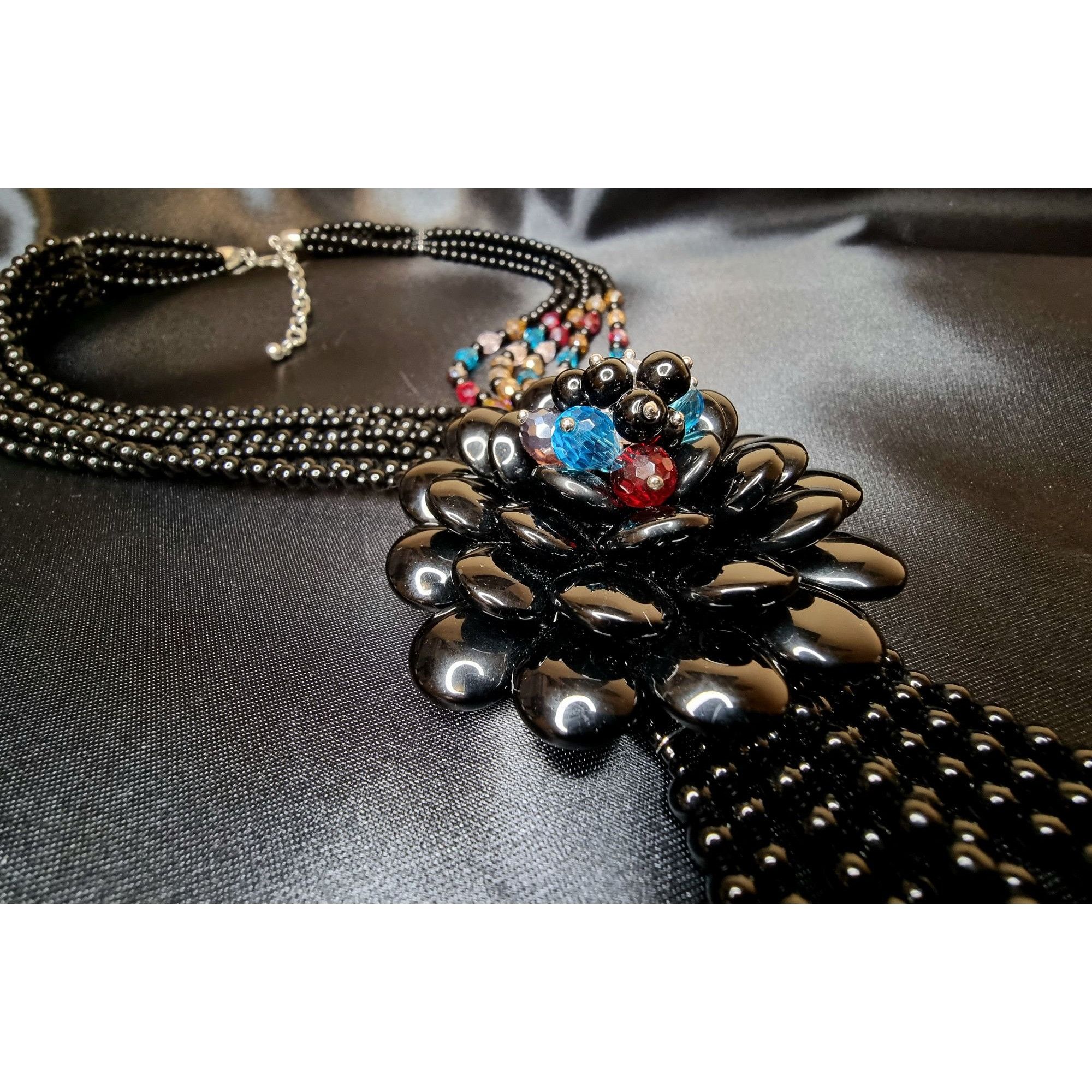 Joan Rivers Vintage Large Style Black Beaded Crystal Statement Necklace Size ONE SIZE - 3 Thumbnail