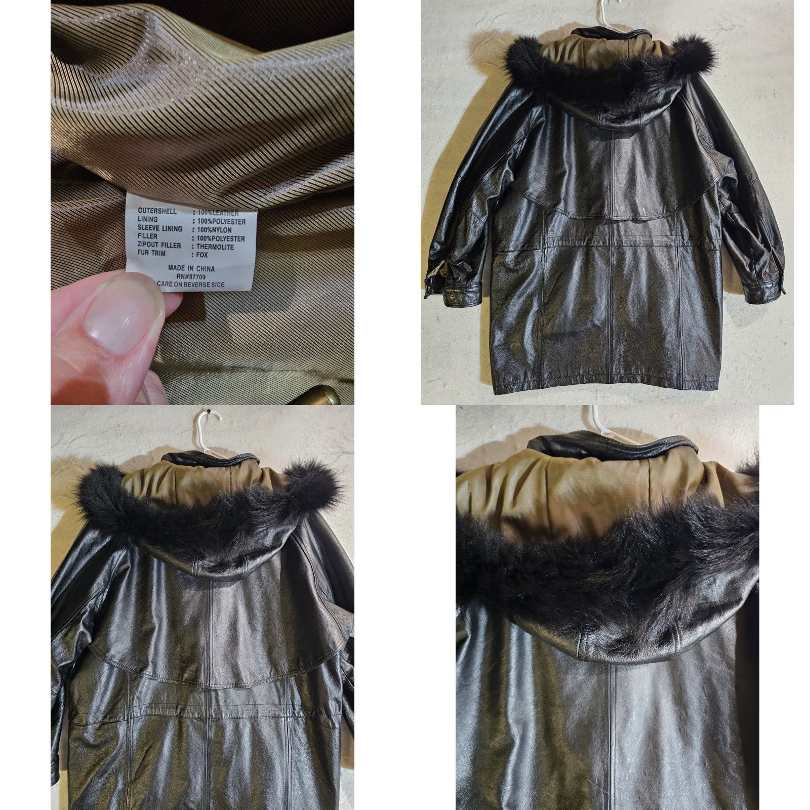 Vintage VINTAGE Leather Limited Black Leather Full Zip Coat w/ Fox Fur Collar Womens XL Coat Size XL / US 12-14 / IT 48-50 - 8 Thumbnail