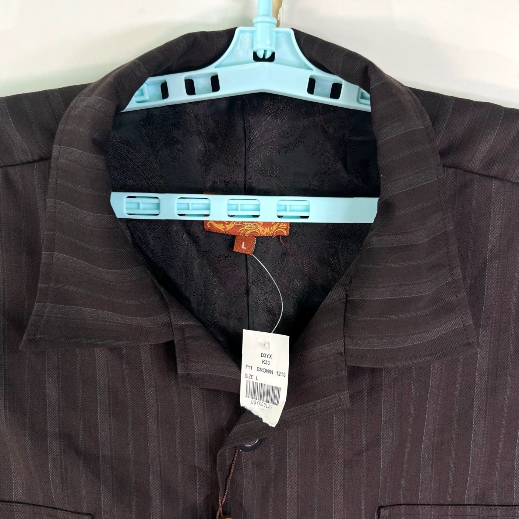 Vintage Vicci Uomo Striped Lined Button Up Shirt Mens L Brown Pockets NWT Shirt Size US L / EU 52-54 / 3 - 3 Thumbnail
