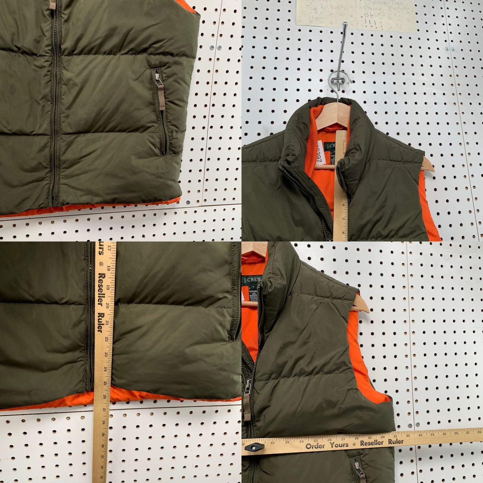 J.Crew J.CREW Down Puffer Vest Jacket Men Small Green Olive Green Oranger Liner Outdoor Vest, Puffer, Down, Winter, Fall, Spring, Men Size US L / EU 52-54 / 3 - 8 Thumbnail