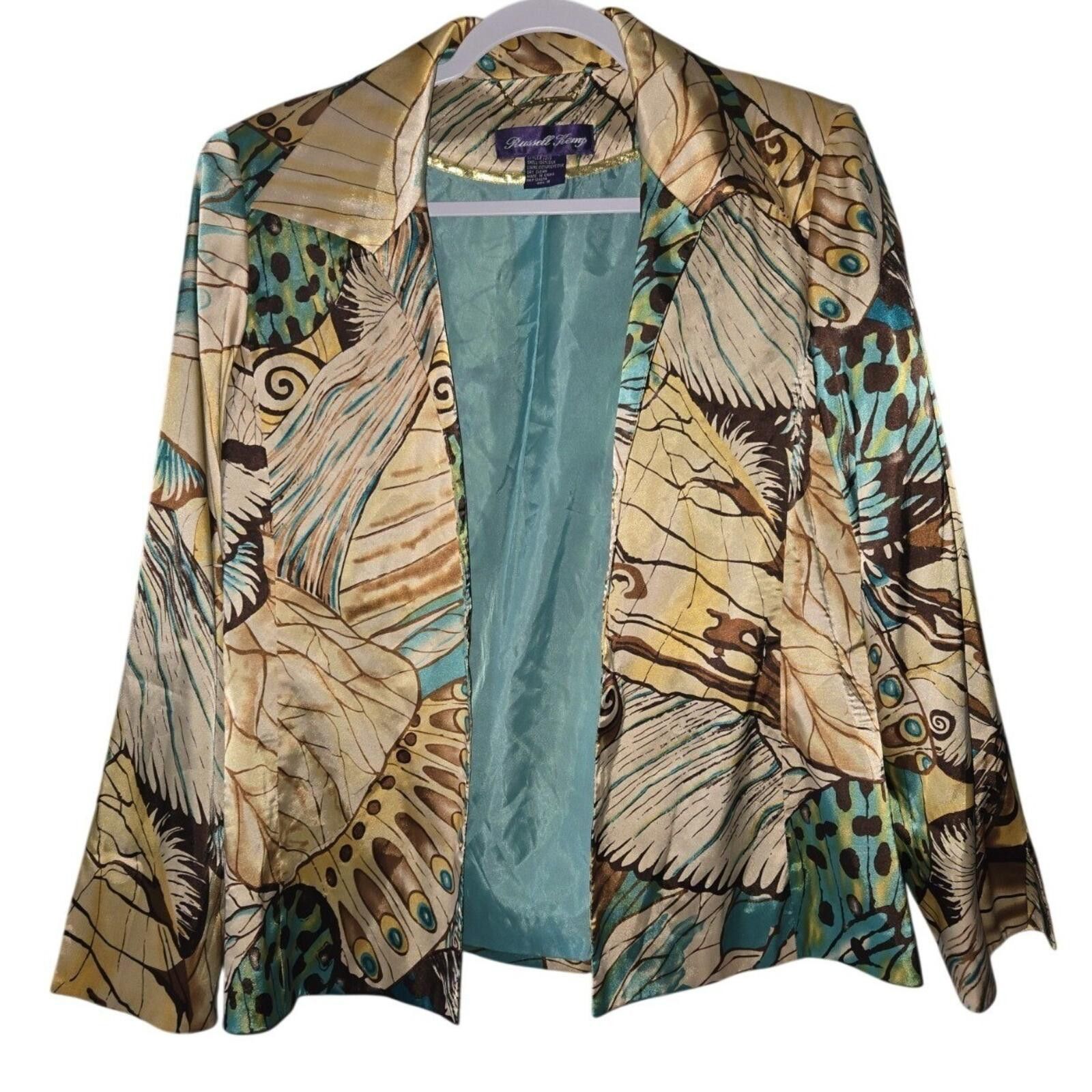 Other Russell Kemp Blazer Multi-Color Long Sleeve Open 100% Silk 8 Size M / US 6-8 / IT 42-44 - 1 Thumbnail