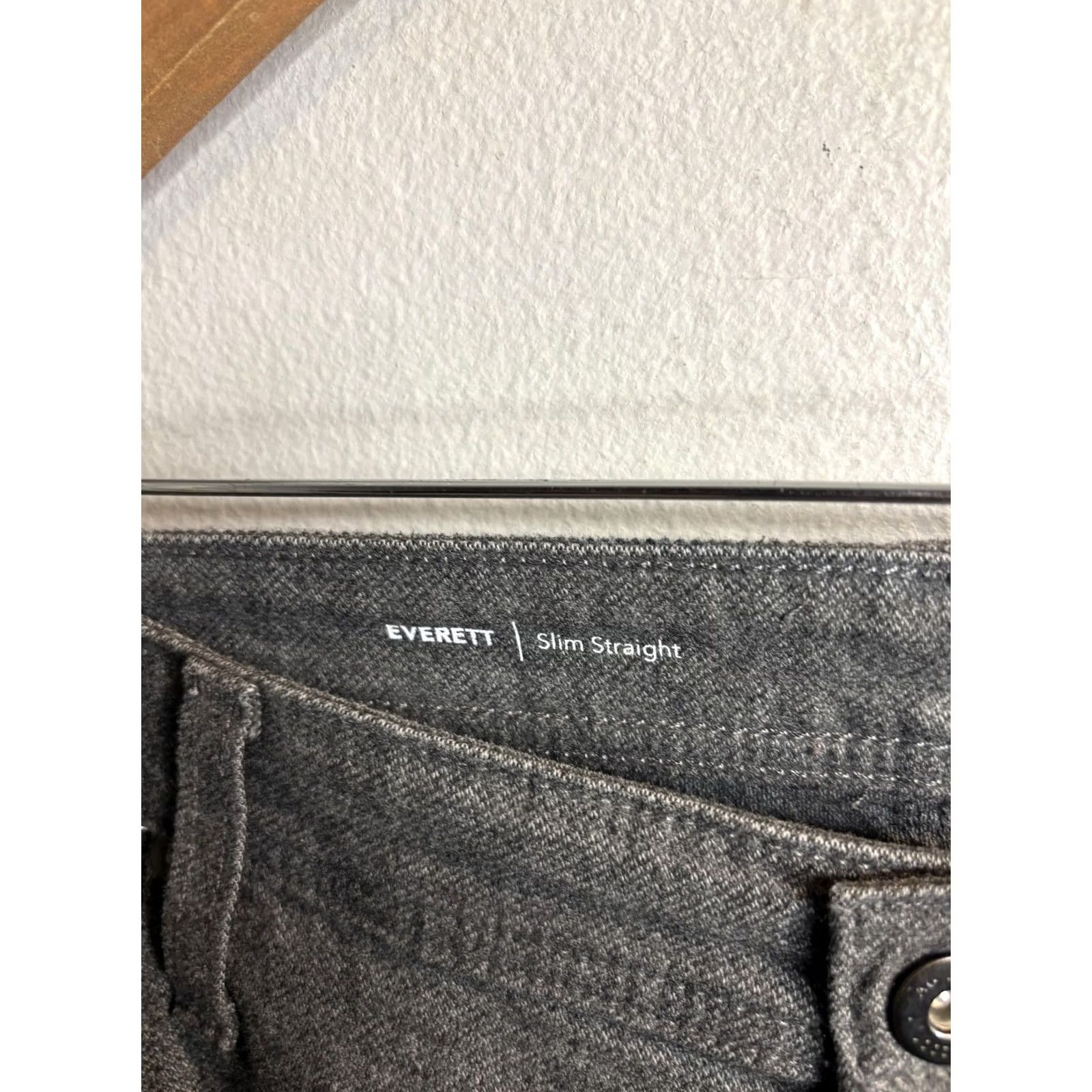 Denime AG Everett Slim Straight Jeans Mens 37x35 Gray Charcoal 5-Pocket Denim Zip Fly Mid Rise Size US 37 - 4 Thumbnail