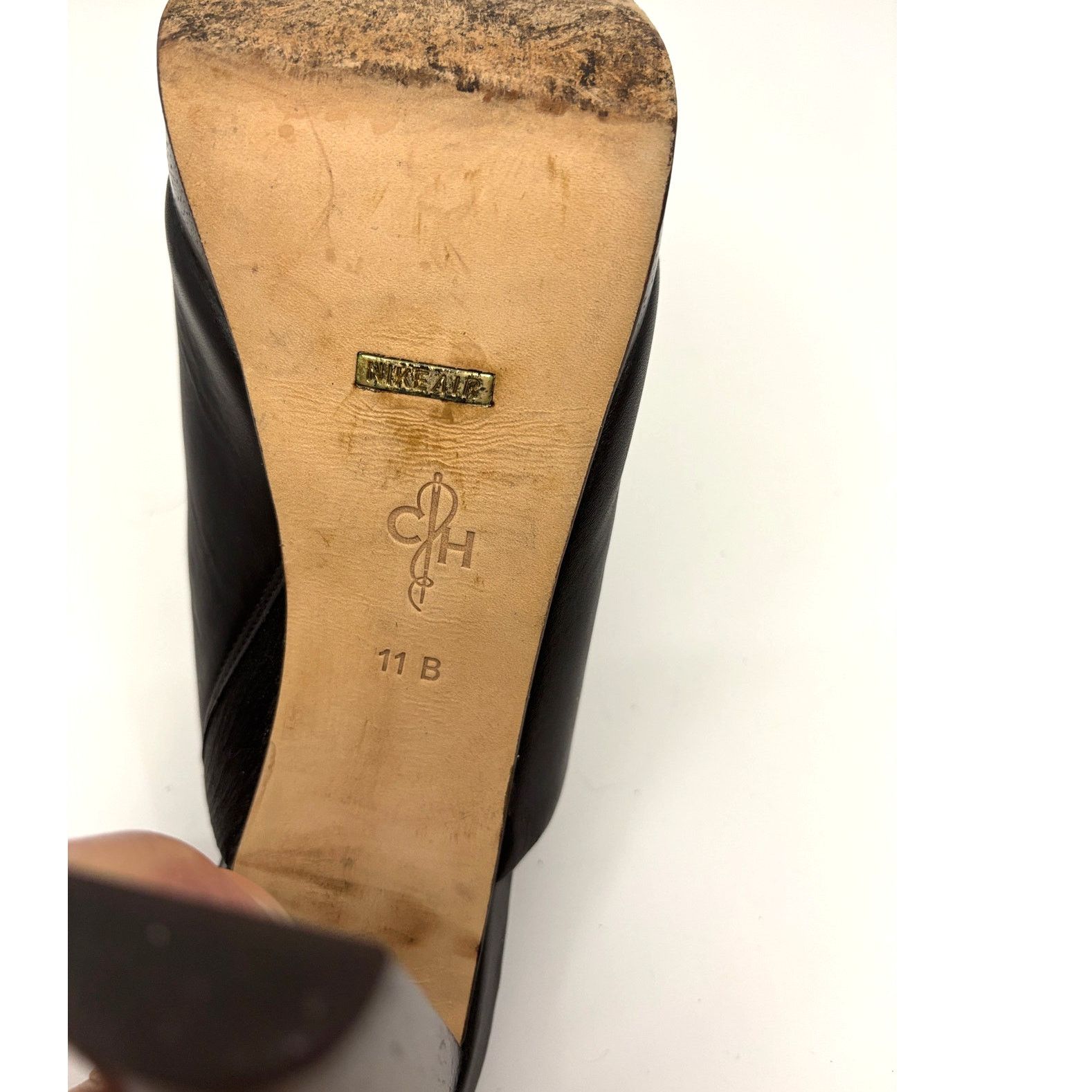 Cole Haan Size 11| COLE HAAN Black Leather Nike Air Platform Clog Mule Size US 11 / IT 41 - 2 Thumbnail