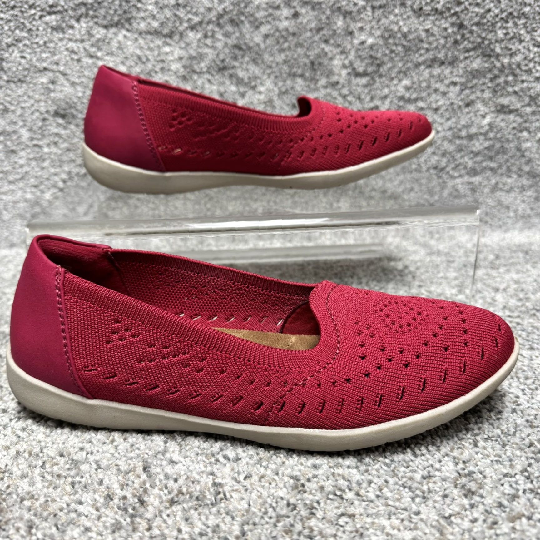 Vintage Earth Origins Faye Slip-On Flats Women 7.5 Red Perforated Boho Chic Comfort Office Shoes Size US 6 / IT 36 - 3 Thumbnail