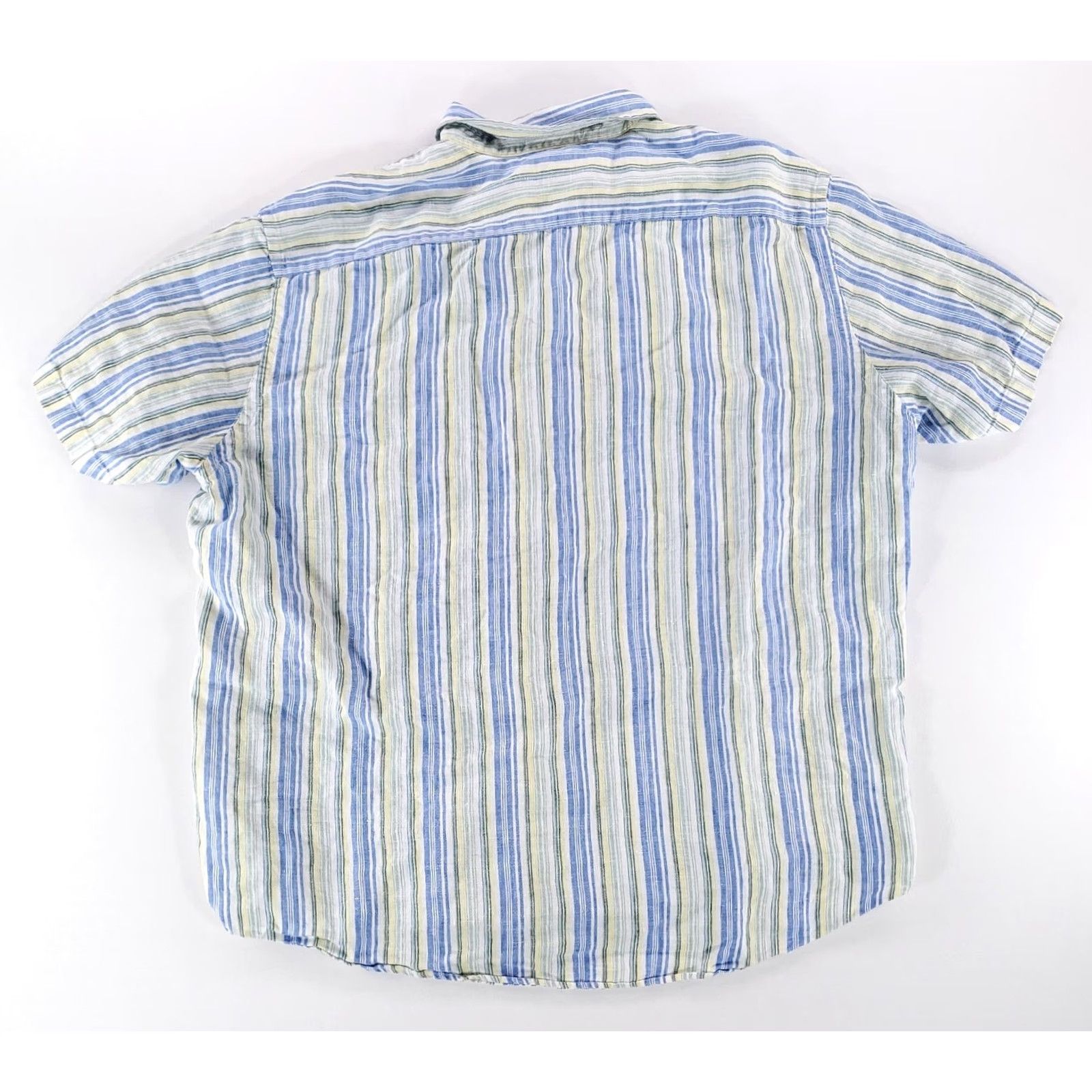 J.Crew J.CREW Shirt Short Sleeve 100% Linen Multicolor Striped XL Mens Blue Green Yellow Size US XL / EU 56 / 4 - 3 Thumbnail