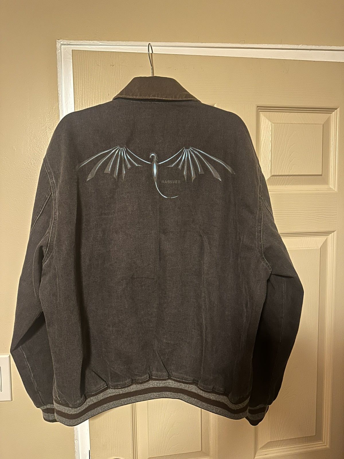 Other Rassvet Black Embroidered Denim Bomber Jacket Size US XL / EU 56 / 4 - 2 Thumbnail