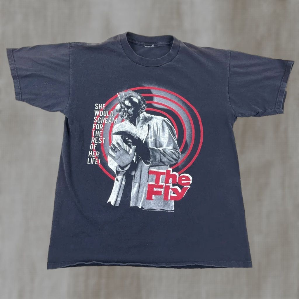Vintage VINTAGE The Fly Movie T-Shirt Men Large Black 90s Sci-Fi Logo Graphic Print Retro Size US L / EU 52-54 / 3 - 1 Thumbnail