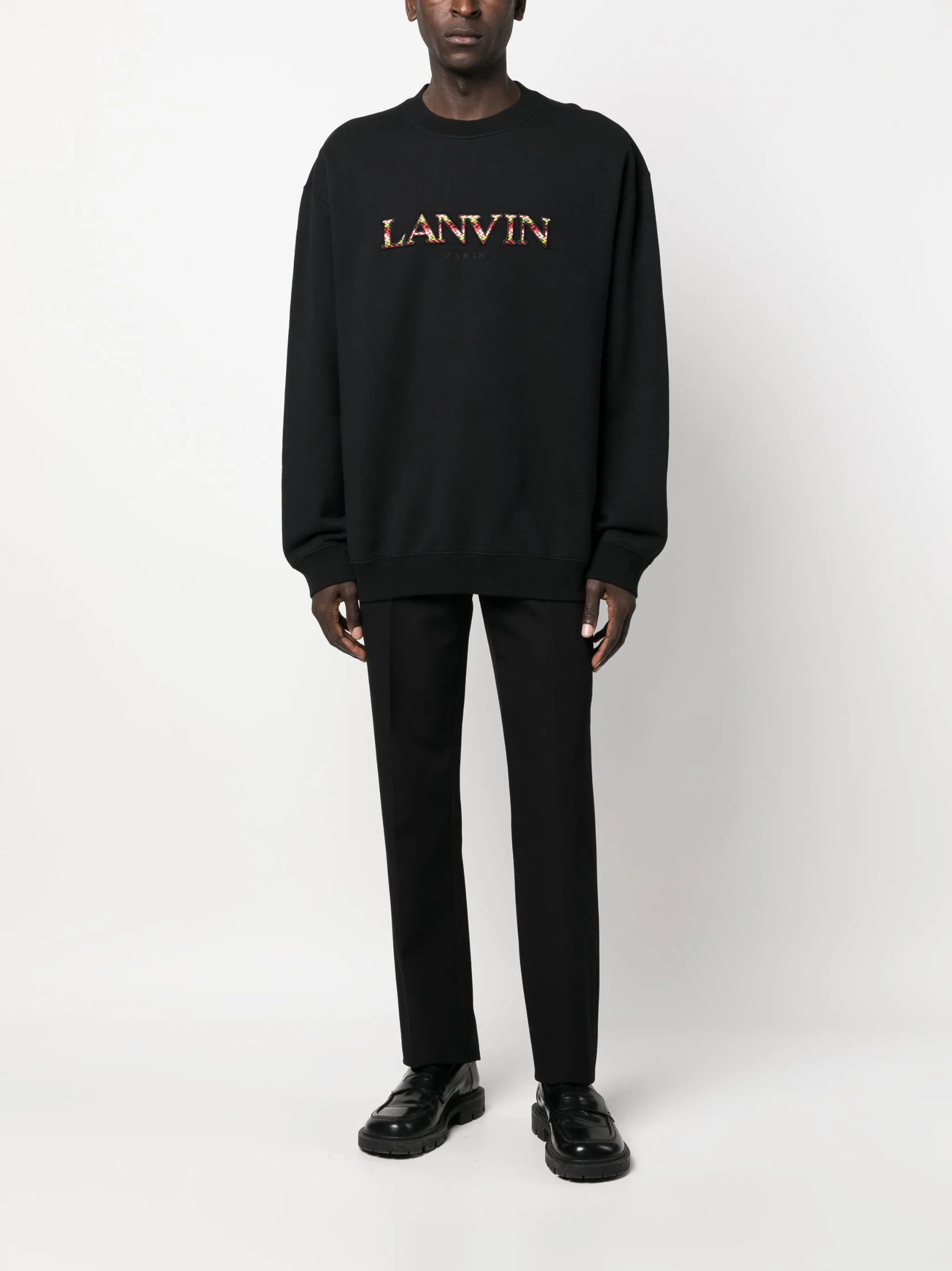 Lanvin o1y0225 Logo Embroidered Sweatshirt in Black Size US XL / EU 56 / 4 - 5 Thumbnail