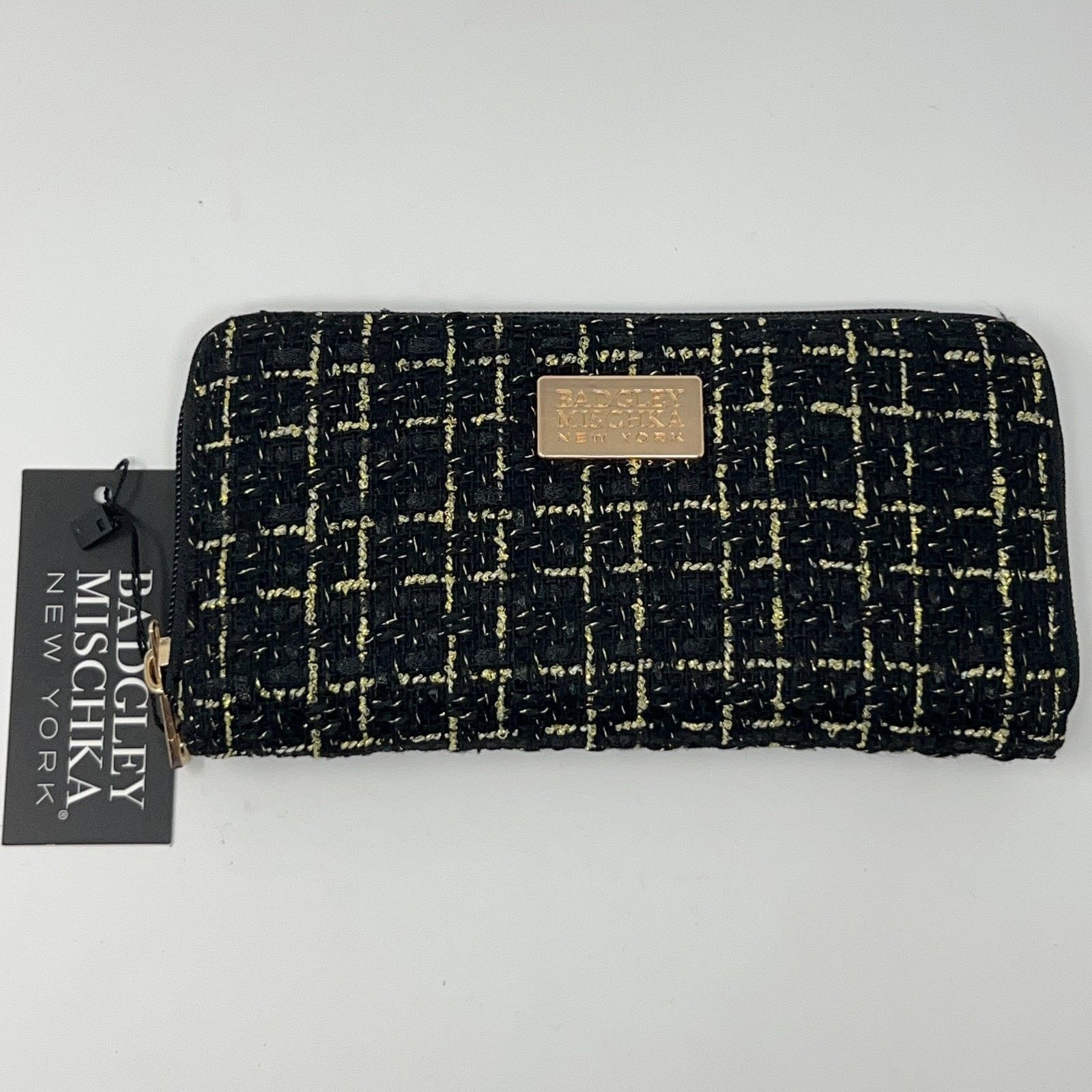Badgley Mischka Badgley Mischka New York Black Gold Tweed Bag and Wallet Set Size ONE SIZE - 2 Thumbnail