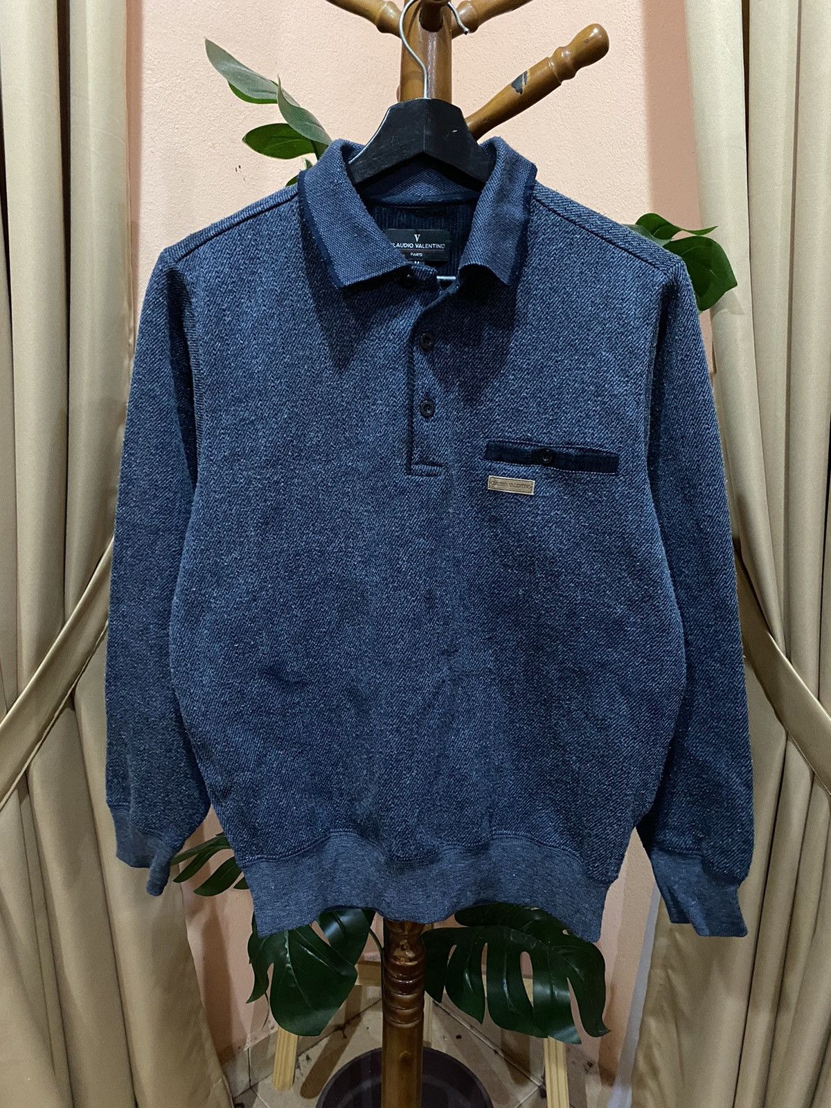 Vintage Claudio Valentino Paris Knit Collared Sweater Size US M / EU 48-50 / 2 - 1 Thumbnail