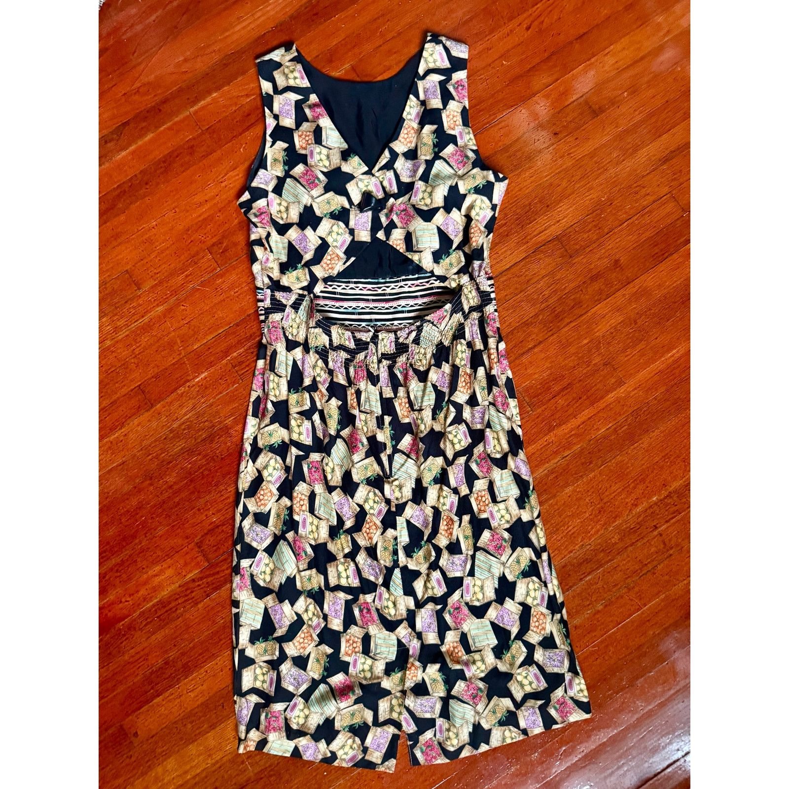 Vintage Vintage 90s Farmers Market Fruit Cut Out Mini Dress Small XS Size XS / US 0-2 / IT 36-38 - 9 Thumbnail