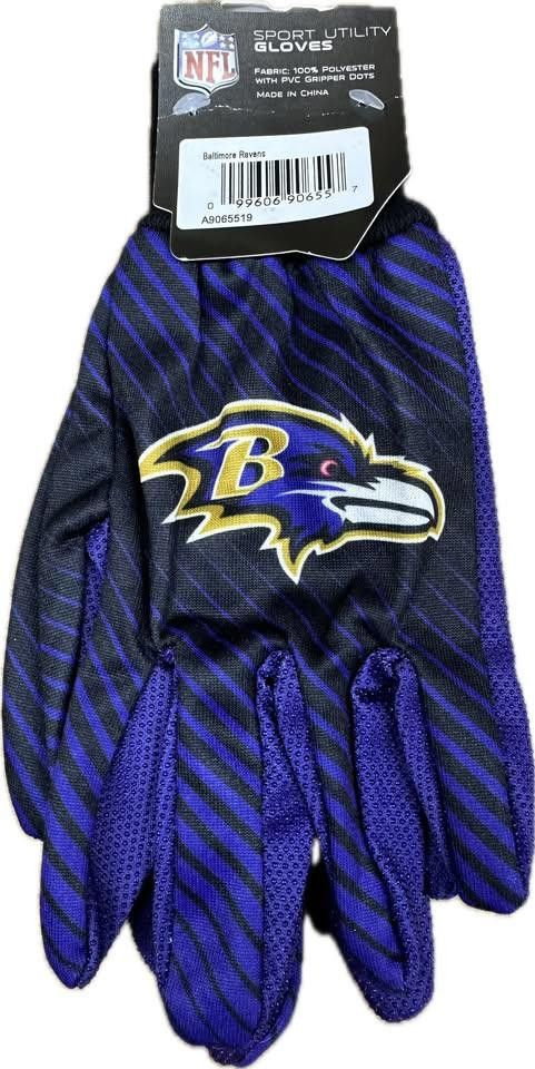 Designer Baltimore Ravens Football NFL Utility Work Grip Gloves Size ONE SIZE - 2 Thumbnail