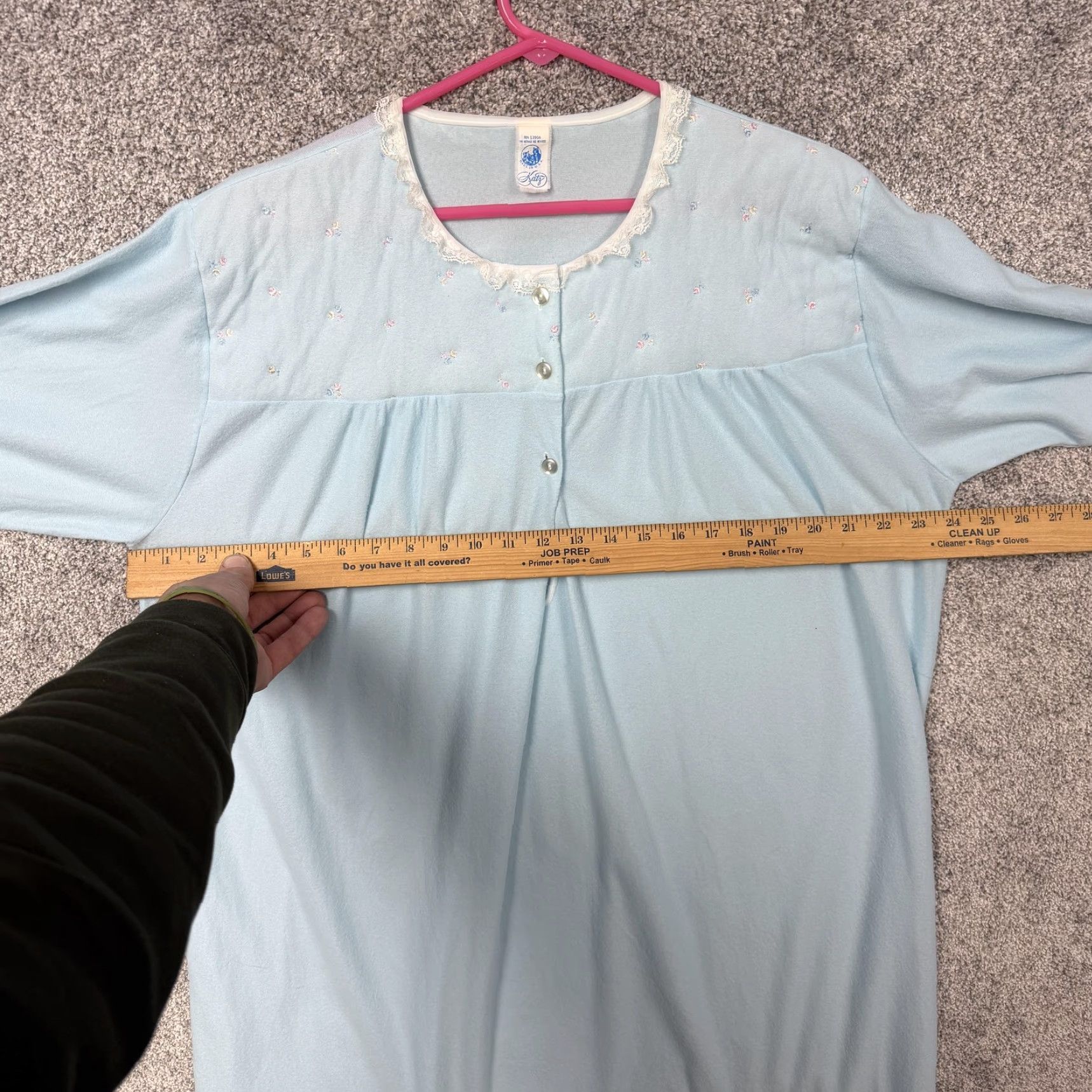 Vintage VTG Katz Nightgown Womens Plus 2X Blue Embroidered Lace Ruffle Knit Gown Size ONE SIZE - 4 Thumbnail