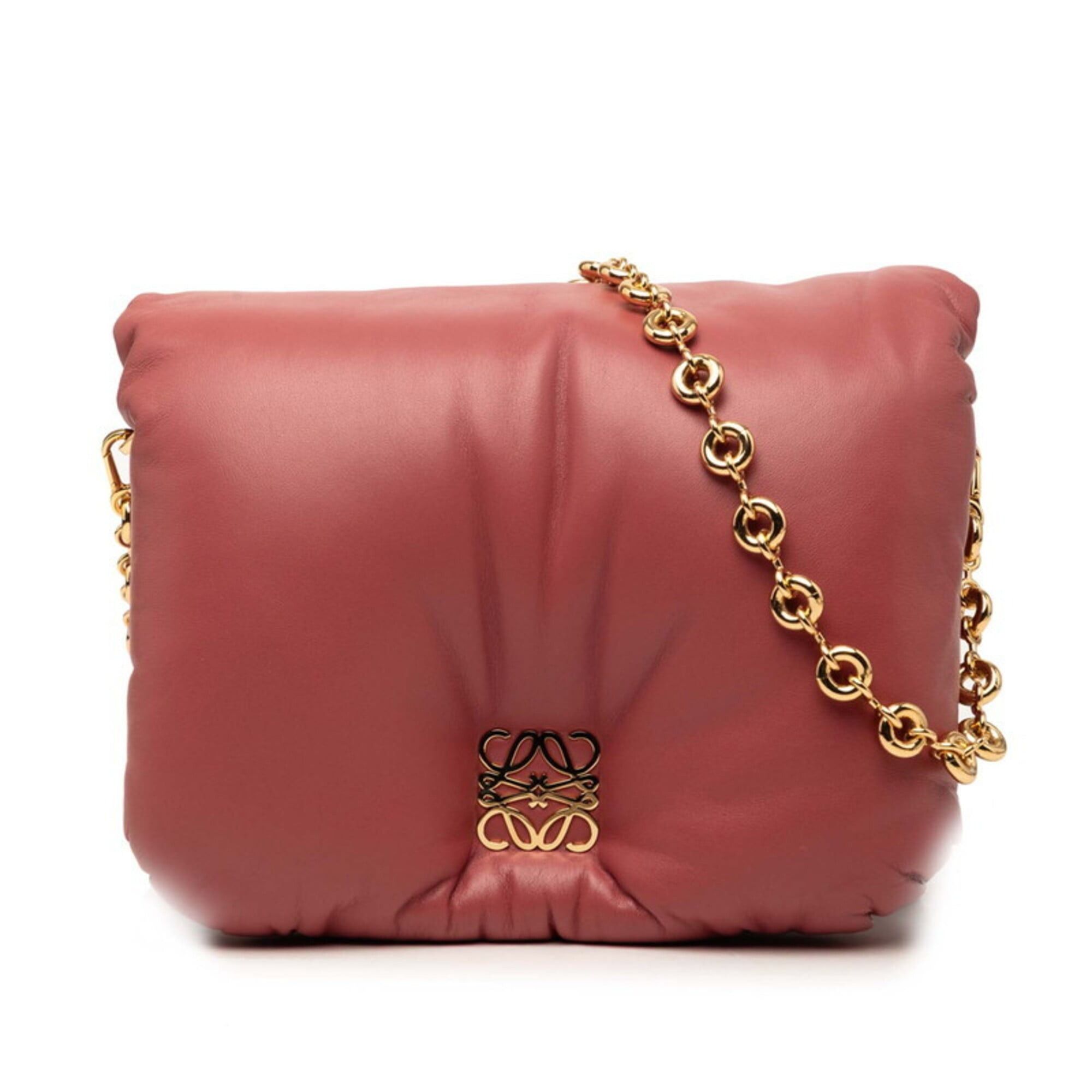 Loewe Loewe Anagram Goya Puffer Chain Shoulder Bag, Pink Leather, Women's LOEWE Size ONE SIZE - 1 Thumbnail