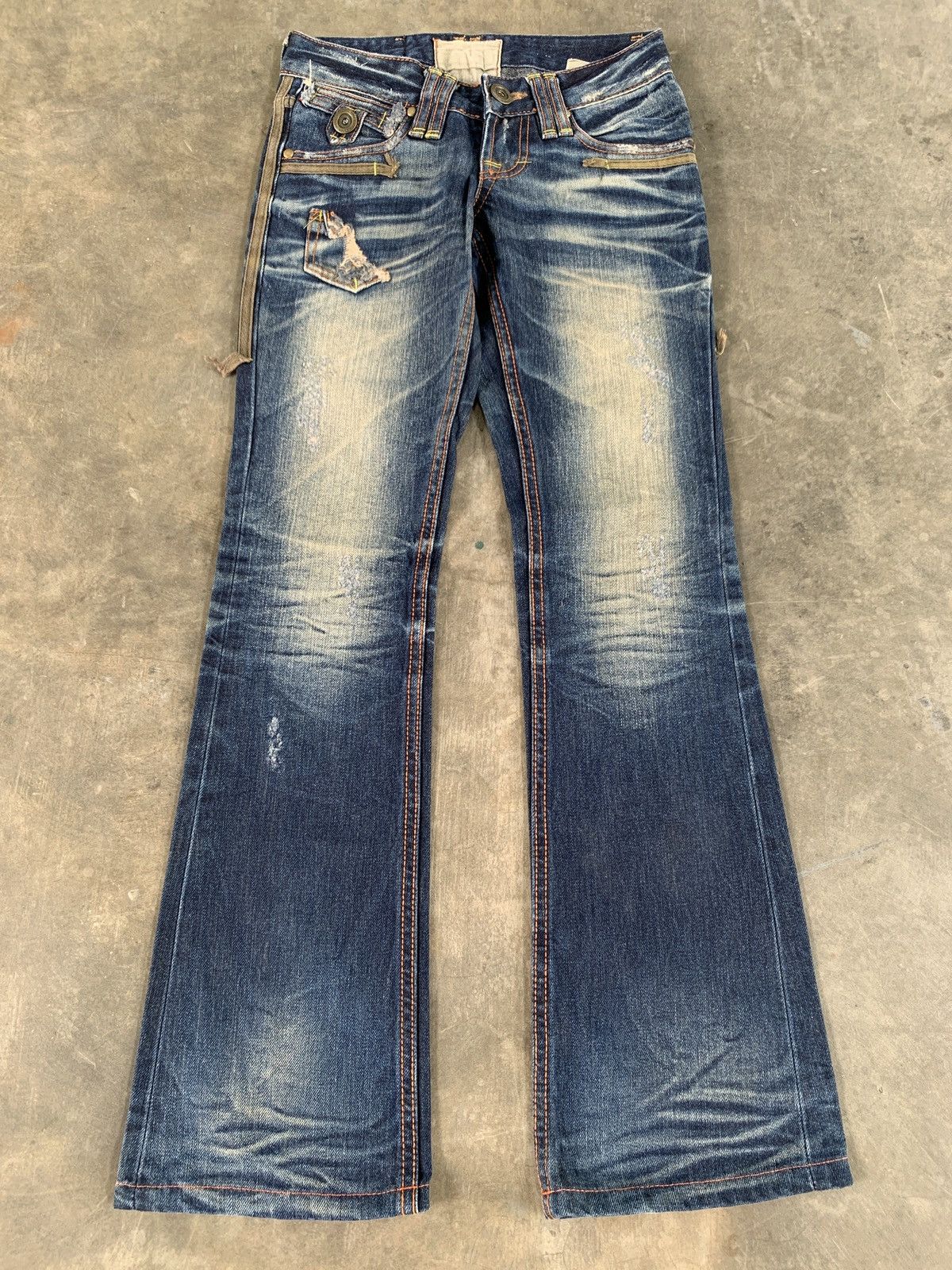 Japanese Brand Lolita whiskered boot cut flare jeans Size 28" / US 6 / IT 42 - 3 Thumbnail