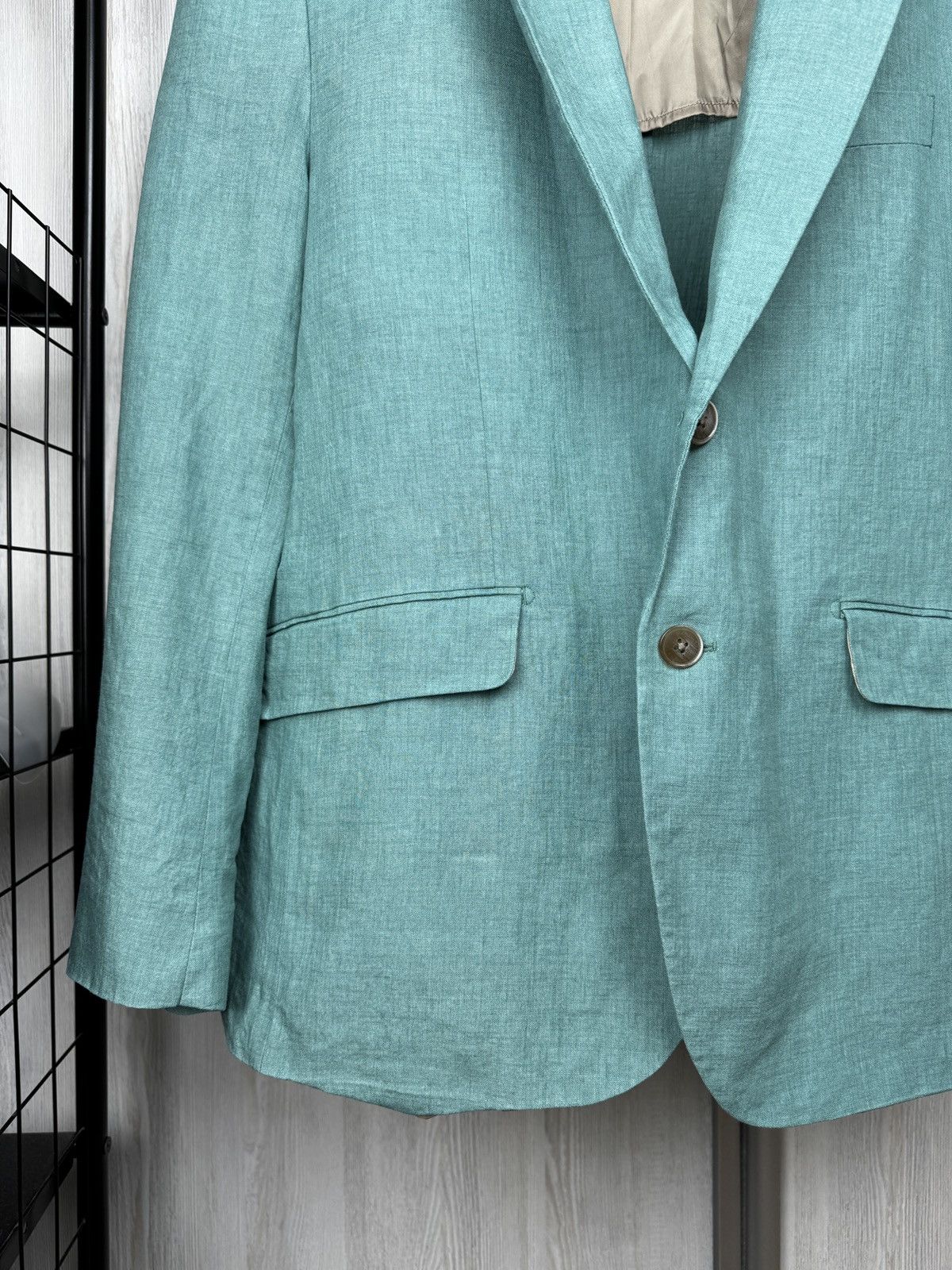 Hackett Hackett London delave linen aqua blue half lined blazer Size 44R - 4 Thumbnail