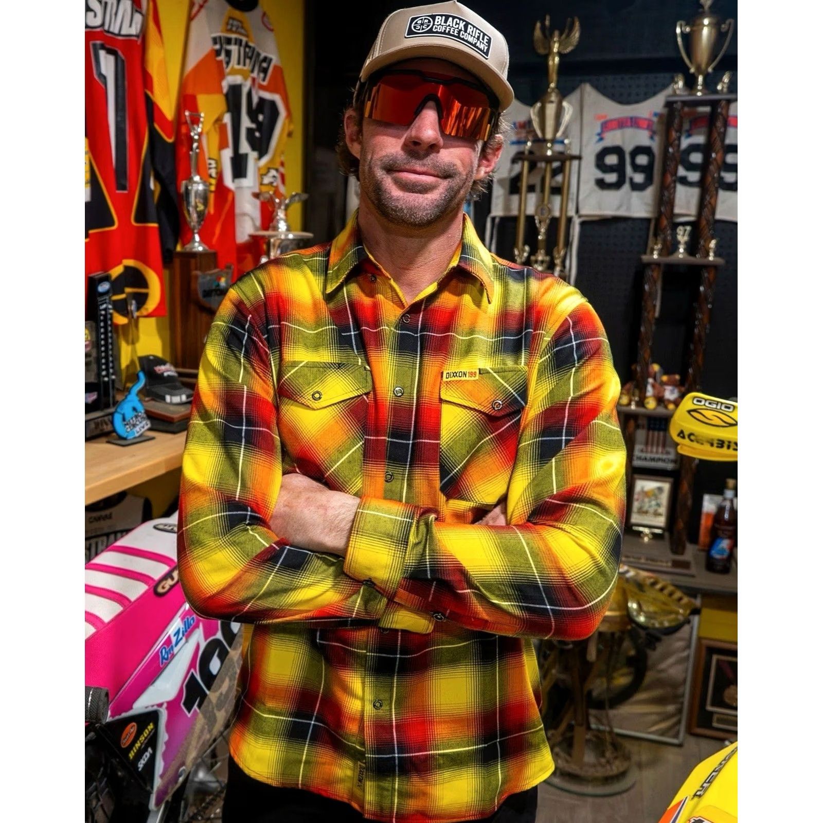 Vintage Dixxon Flannel Co. Travis Pastrana 2.0 Long Sleeve Button-Up Shirt Mens 2XL Red Yellow Black White Plaid Flannel Size US XXL / EU 58 / 5 - 5 Thumbnail