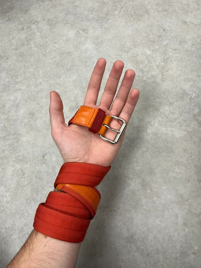 Prada 2000s Prada Orange Hybrid Leather Belt Size ONE SIZE - 2 Thumbnail