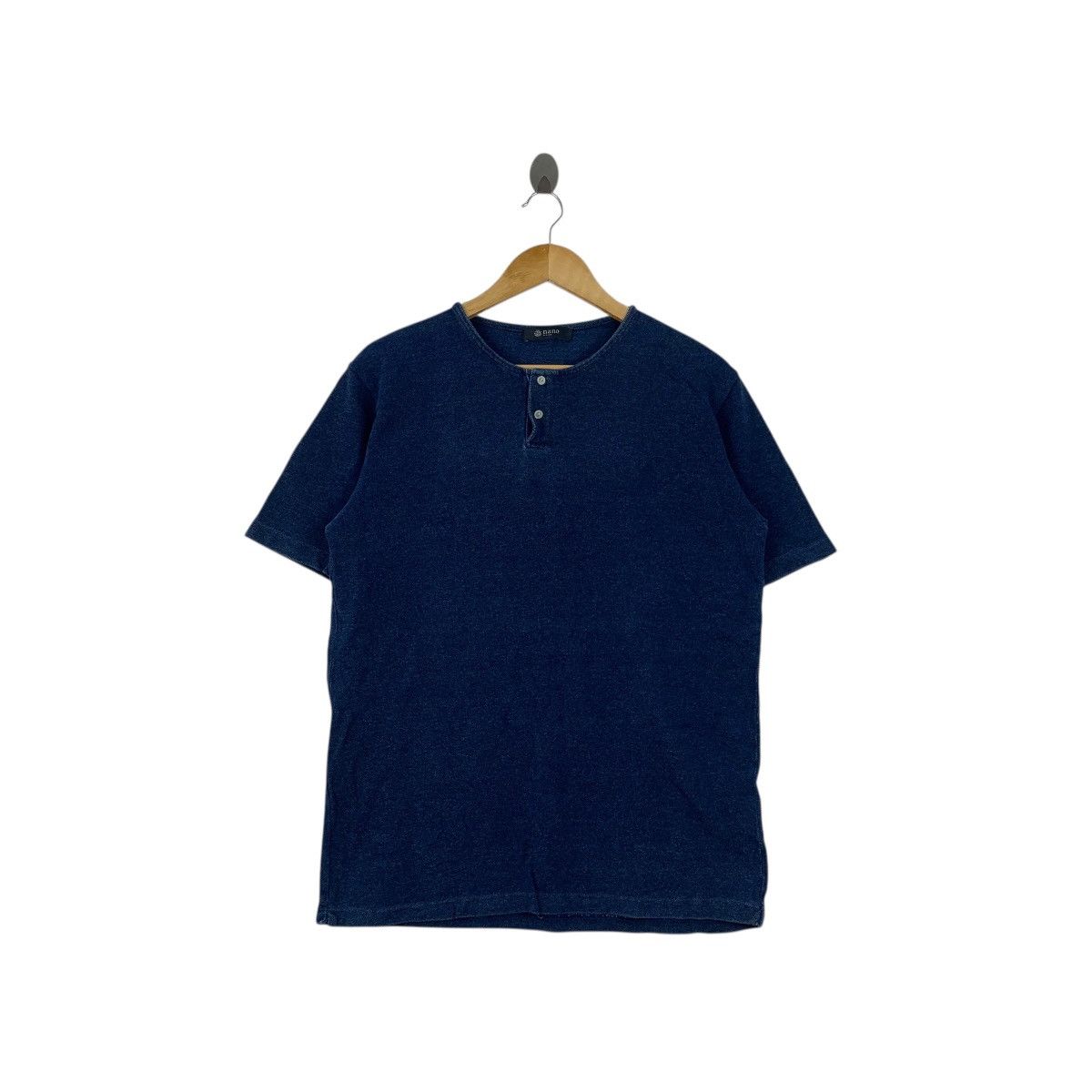NANO universe NANO UNIVERSE BASE Collection Japan Indigo Henley Tee Shirt Size M / US 6-8 / IT 42-44 - 1 Thumbnail