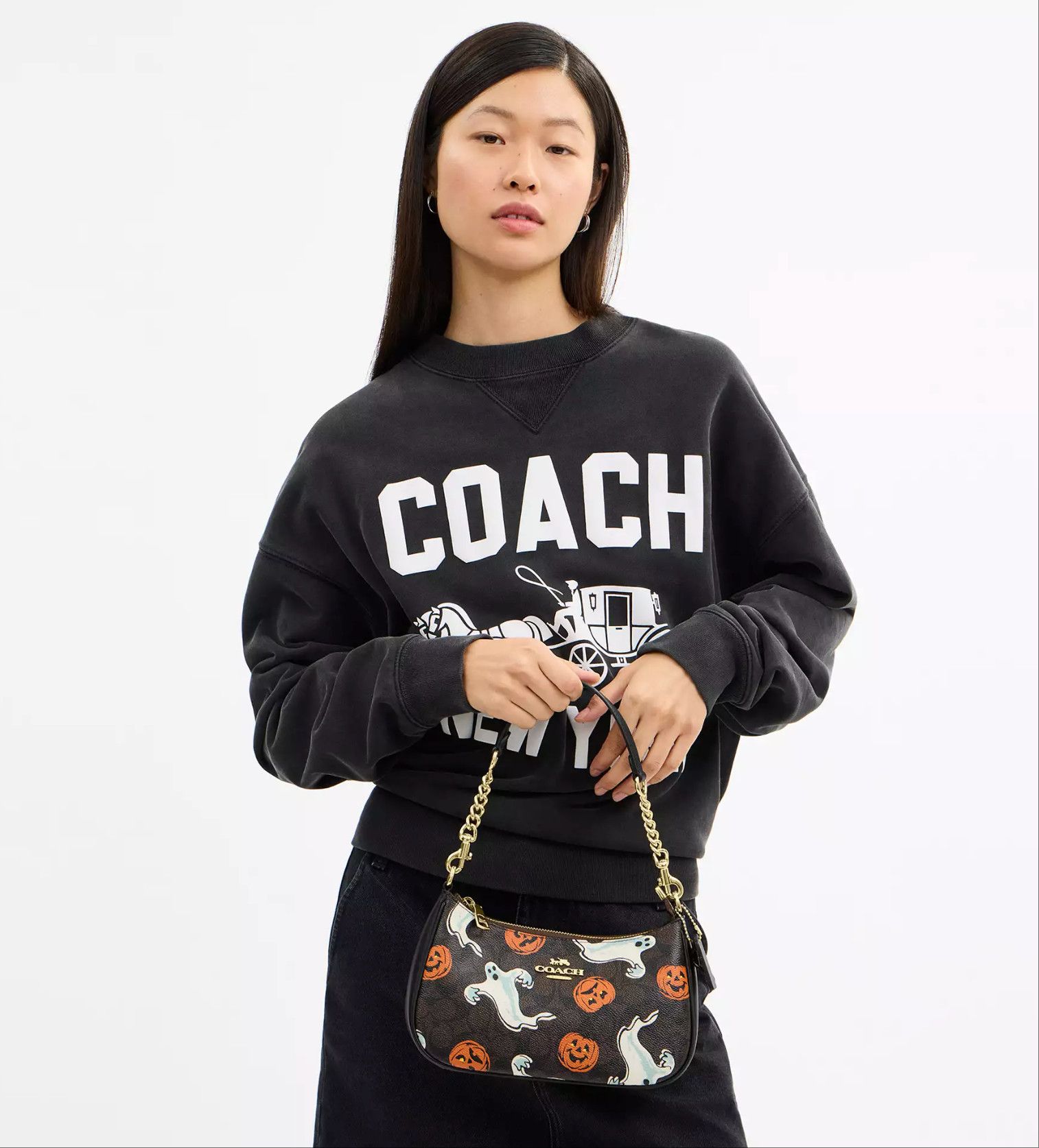 Coach Teri Shoulder Bag In Signature Canvas With Halloween CCE71 Size ONE SIZE - 9 Thumbnail