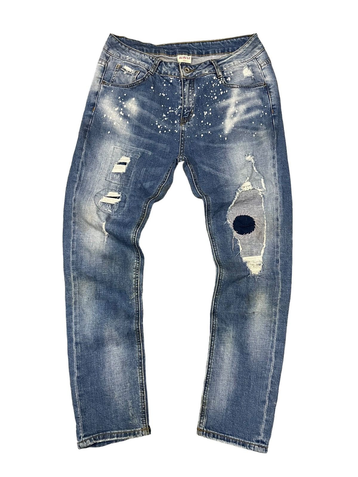 If Six Was Nine Vintage Japanese Denim Paint Splatter Sick Distressed Jeans Size 31" - 3 Thumbnail