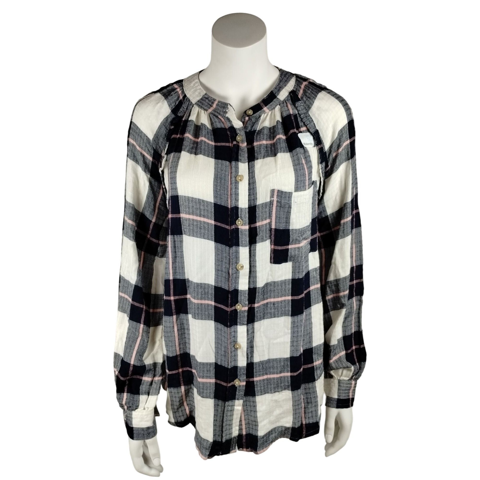 Other Time and Tru Maternity Misses Small Woven Button Up Top Blu Size S / US 4 / IT 40 - 2 Thumbnail