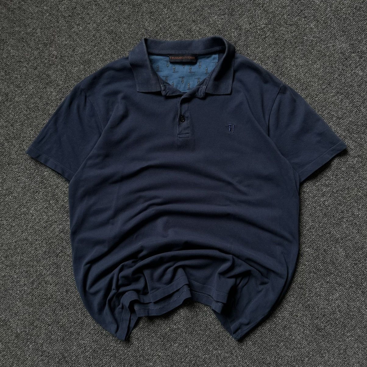 Trussardi Luxury Trussardi Polo Size M Dark Blue Y2K 00s Old Money It Size US M / EU 48-50 / 2 - 2 Thumbnail