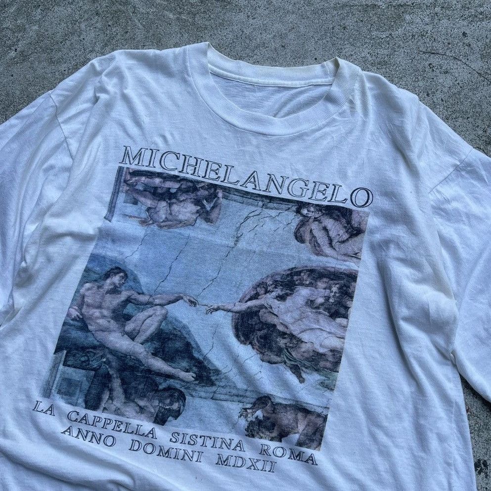 Vintage 90s Michelangelo Thrashed Distressed Faded Tee ERD Grunge Size US XL / EU 56 / 4 - 3 Thumbnail