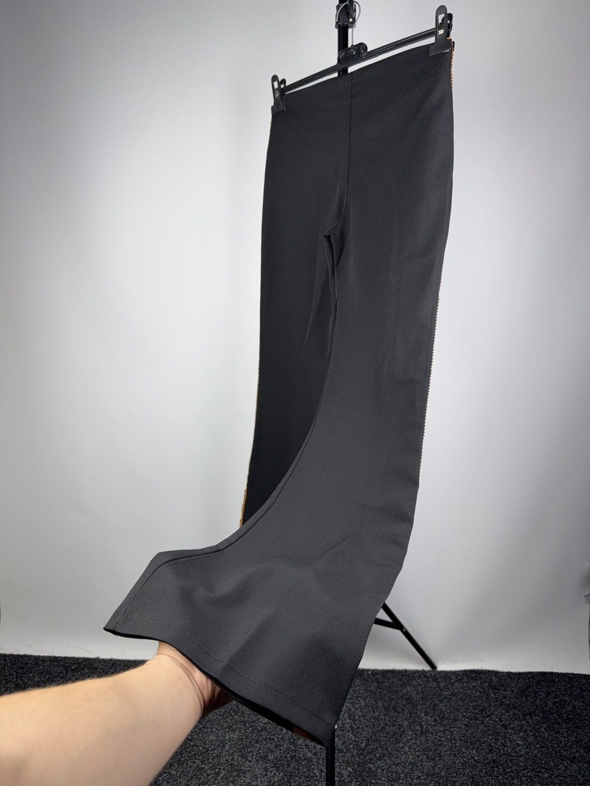 Japanese Brand 00s Retro Western Cowgirl Black Flare Pants With Brown Suede Size 27" / US 4 / IT 40 - 10 Thumbnail