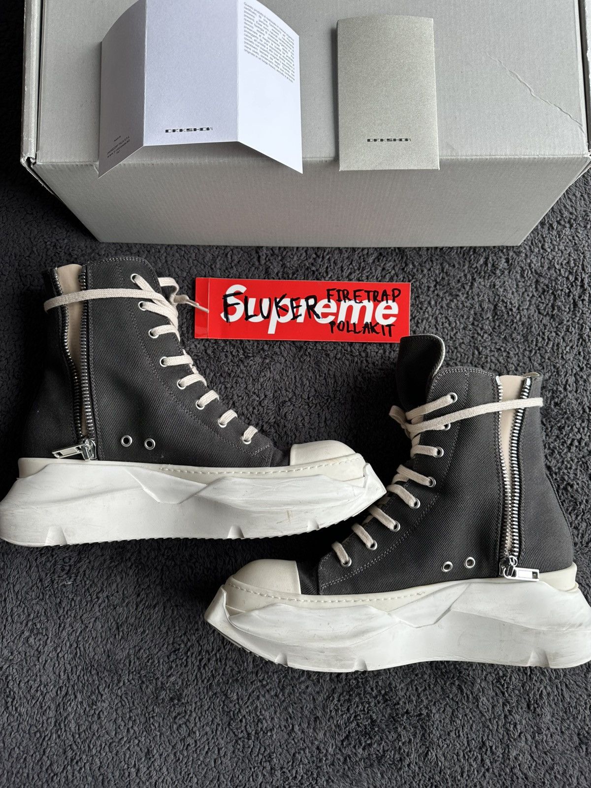 Rick Owens Drkshdw Rick Owens DRKSHDW ABSTRACT High Sneakers Black Milk Size US 10 / EU 43 - 5 Thumbnail
