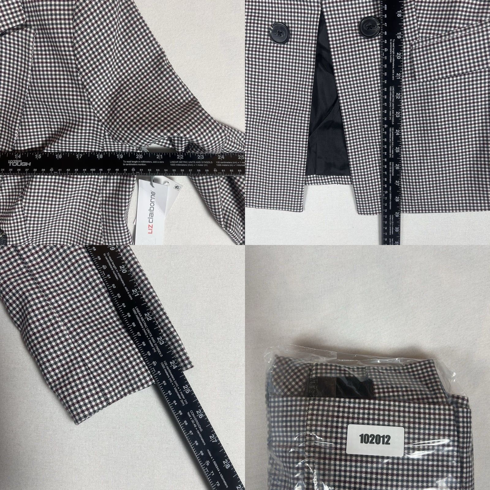 Liz Claiborne Liz Claiborne Blazer Jacket Womens 10 White Plaid Lightweight Lined Pockets NWT Size L / US 10 / IT 46 - 9 Thumbnail