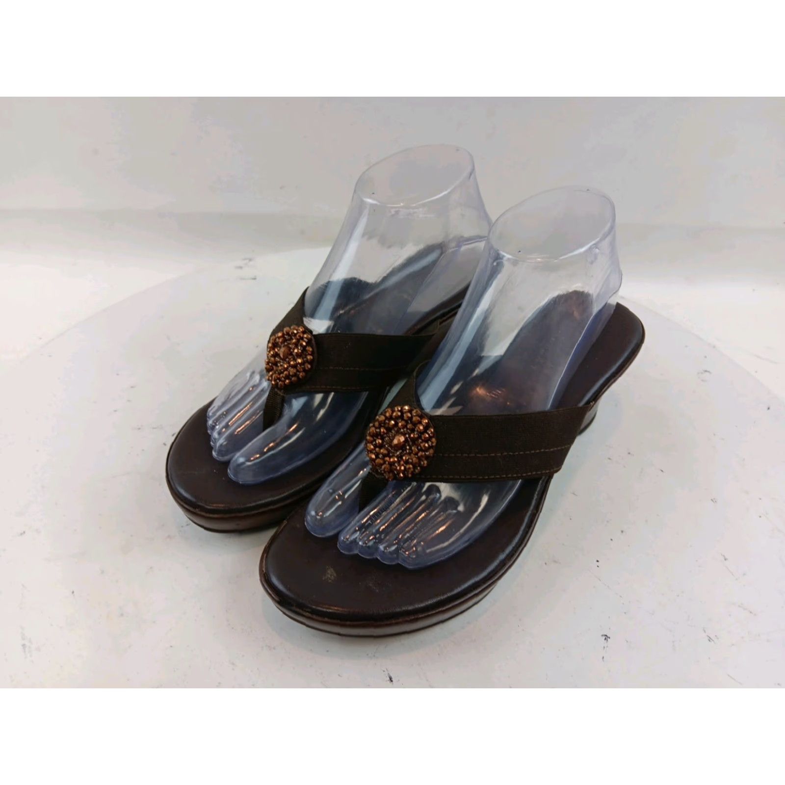 Vintage Italian Shoemaker Women's Sandals Size 9 M Brown Beaded Slip On Size US 9 / IT 39 - 4 Thumbnail