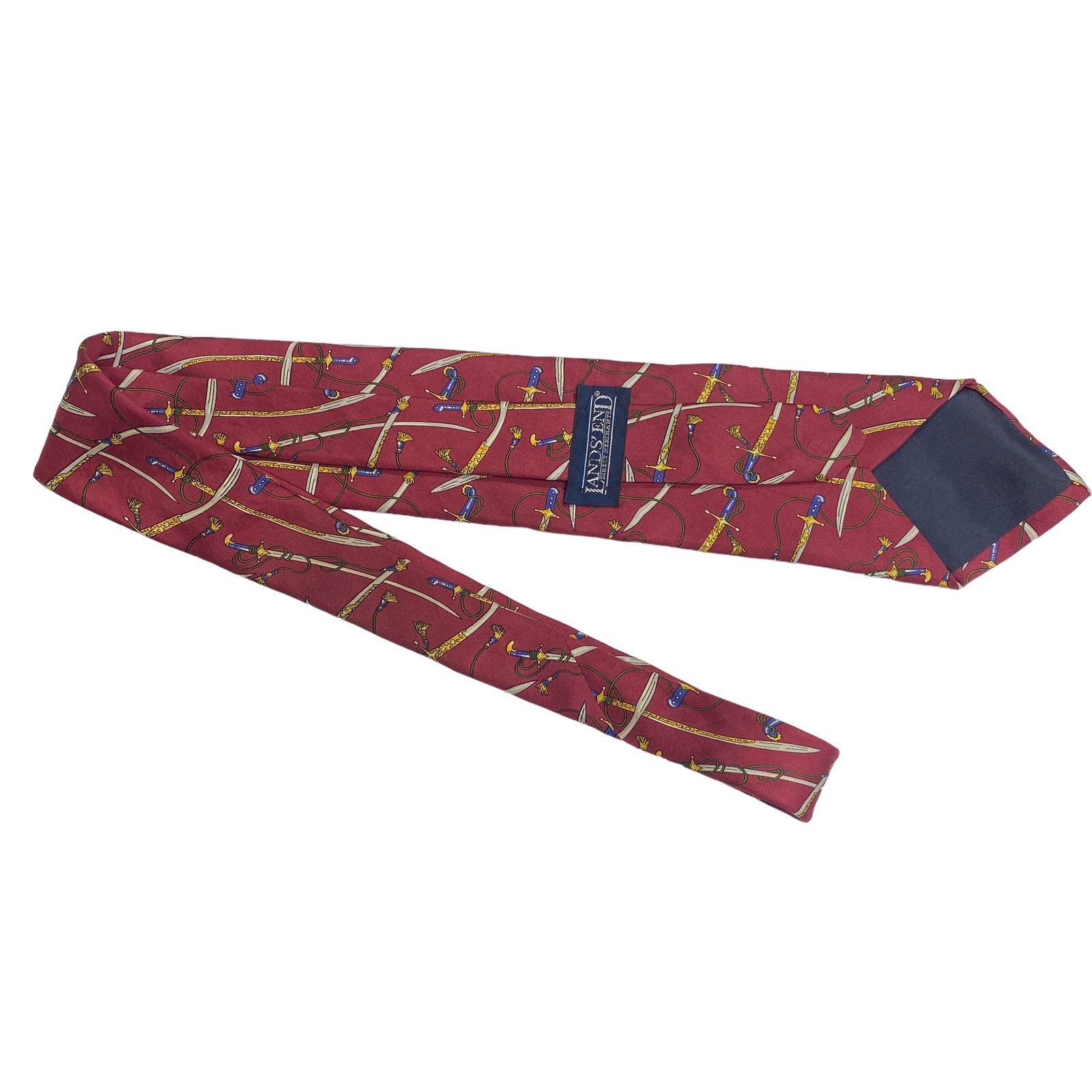 Lands' End Vintage Lands End Mens Red Sword Printed Silk Neck Tie Size ONE SIZE - 4 Thumbnail