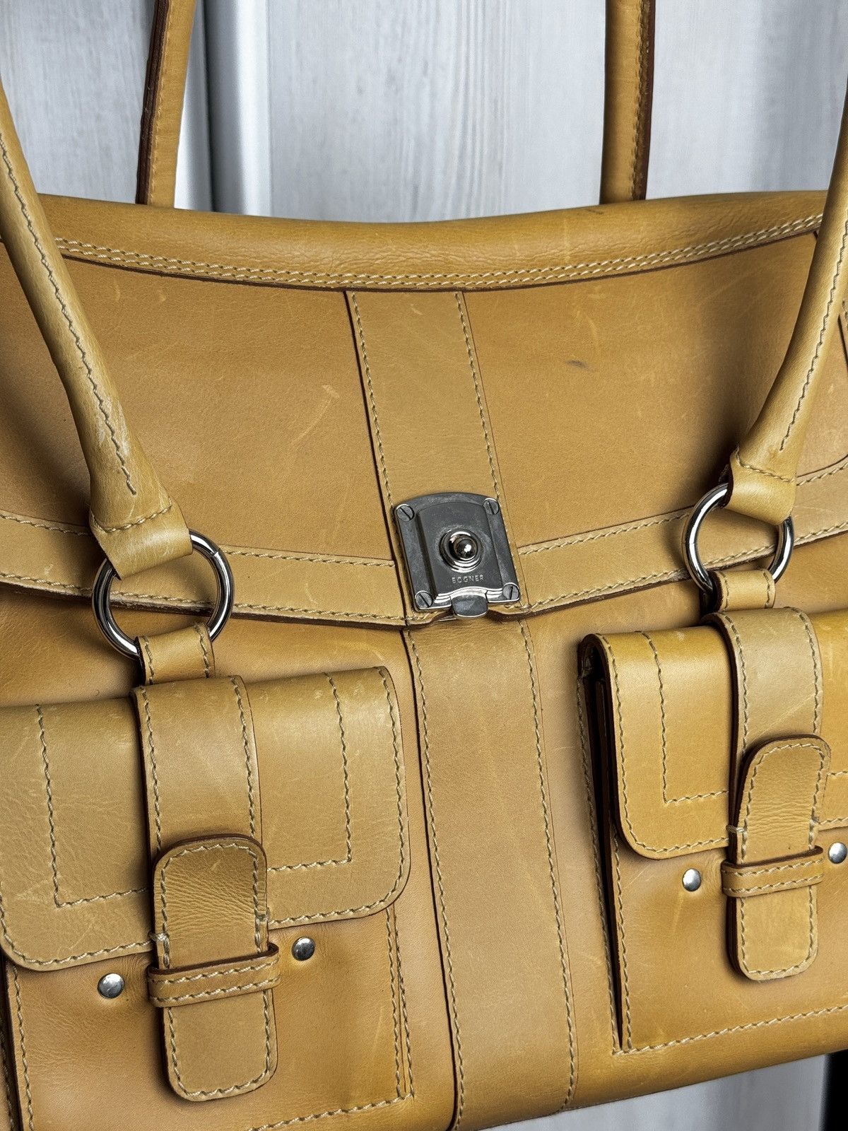 Bogner Bogner Beige Brown Genuine Leather Satchel Shoulder bag Size ONE SIZE - 8 Thumbnail
