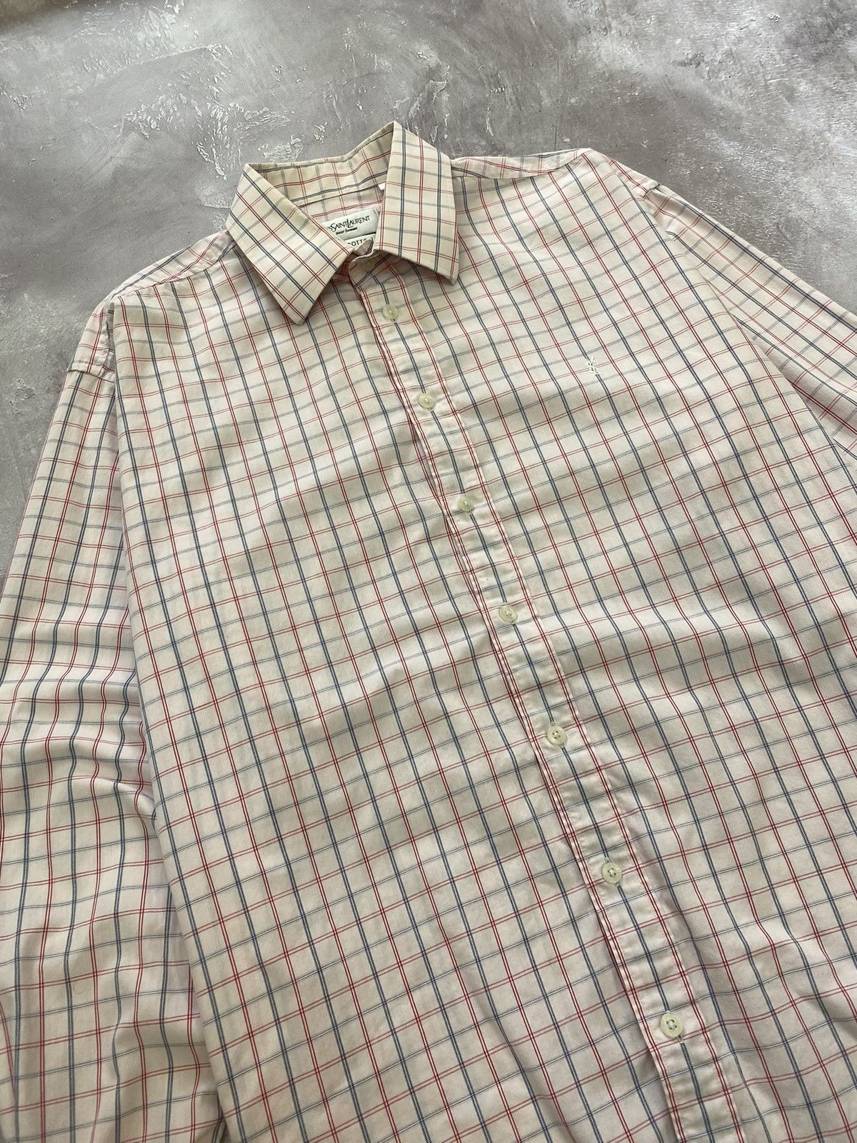 Yves Saint Laurent Vintage YSL Long Sleeve Checkered Shirt Size L Size US L / EU 52-54 / 3 - 3 Thumbnail
