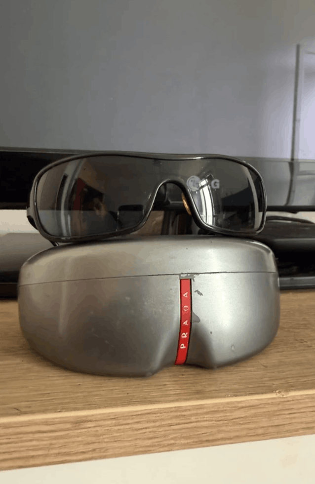 PRADA Sunglasses Wrap Shield Mask Symbole Sport Red Tab
