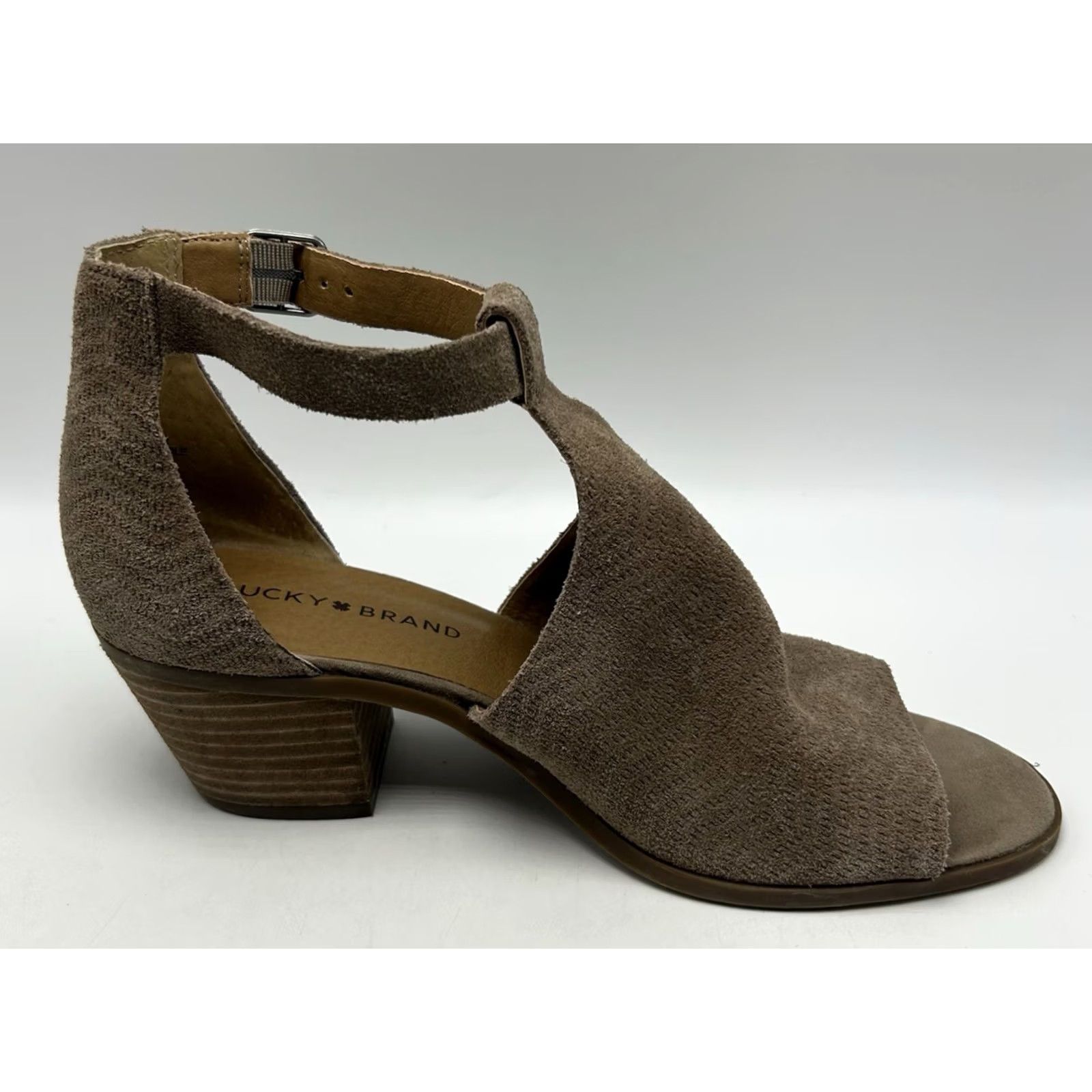 Lucky Brand Lucky Brand Sandals Womens 9 M Beige Tan Suede Cutout Open Toe Block Heels Size US 9 / IT 39 - 5 Thumbnail