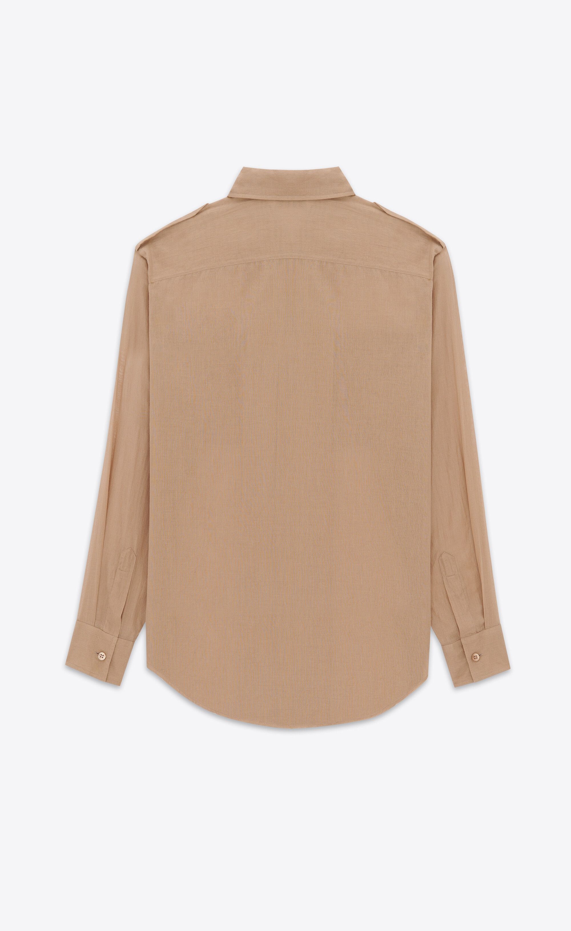 Saint Laurent Paris o1s1wg110125 723183 Shirt in Cotton Voile in Beige Size US XS / EU 42 / 0 - 2 Thumbnail