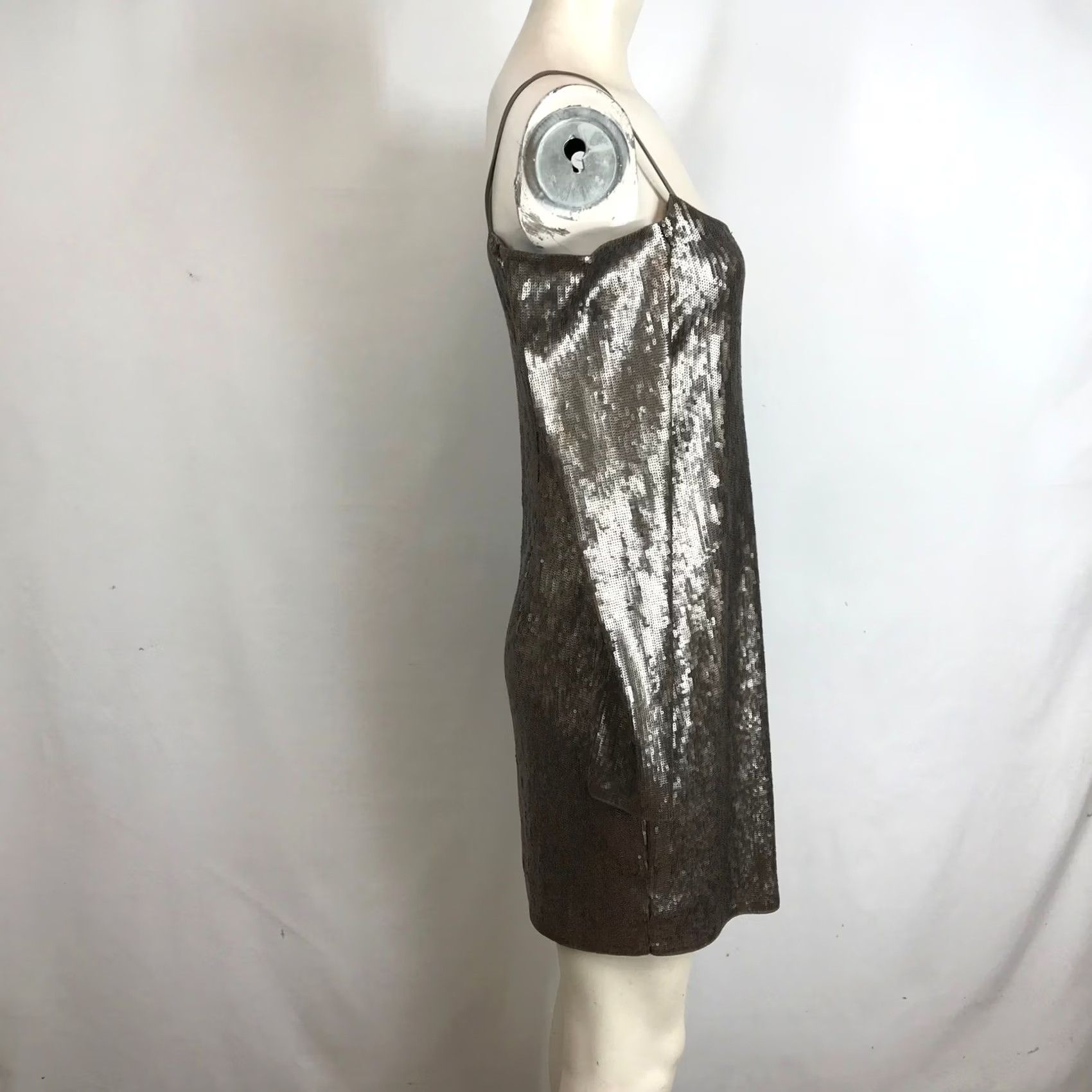 Express EXPRESS Sequin Cold Shoulder Long Sleeve Bodycon Mini Dress Womens M Silver Size M / US 6-8 / IT 42-44 - 4 Thumbnail