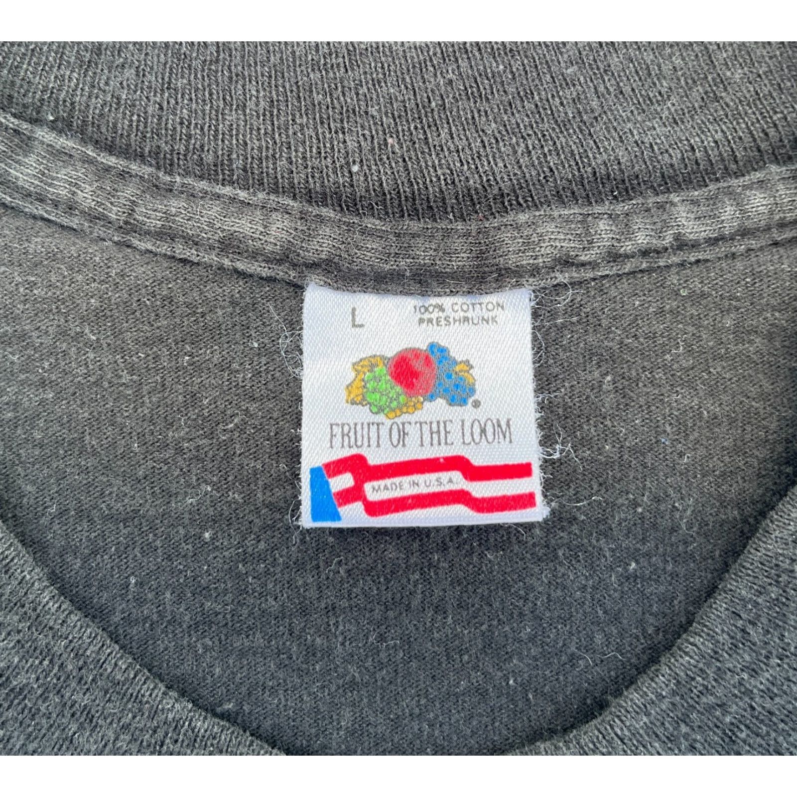 Fruit Of The Loom Fruit of the Loom Men's Vintage 90s T-Shirt Sz L Crew Neck Black 100% Cotton Made in USA Size US L / EU 52-54 / 3 - 5 Thumbnail