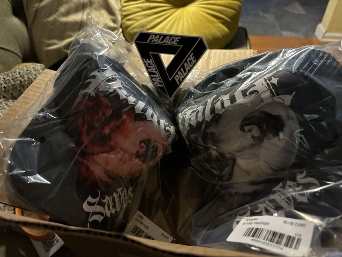 Palace Palace 'SAVES' Jesus Trucker Cap in BLUE CAMO Size ONE SIZE - 3 Thumbnail