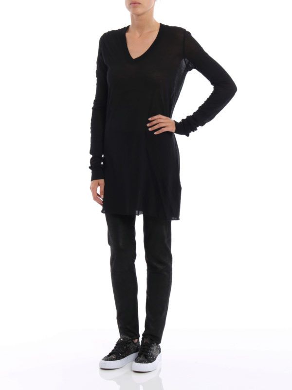 Rick Owens o1y0126 V-neck T-Shirt in Black Size S / US 4 / IT 40 - 3 Thumbnail