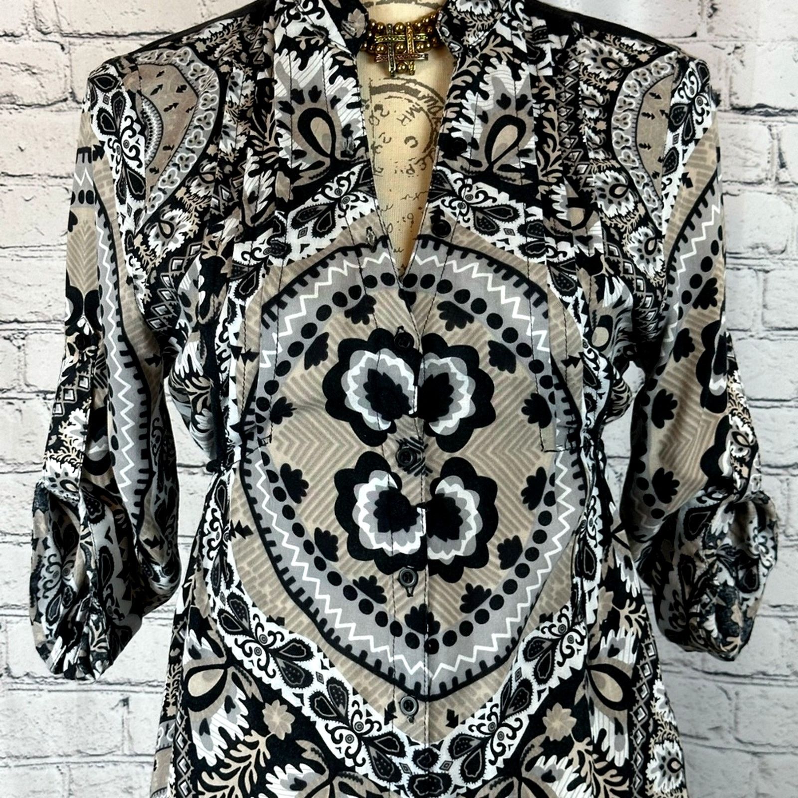 Other Paisley Shirt/Dress Chinese Collar Ties Under Bust Brown L Size L / US 10 / IT 46 - 15 Thumbnail