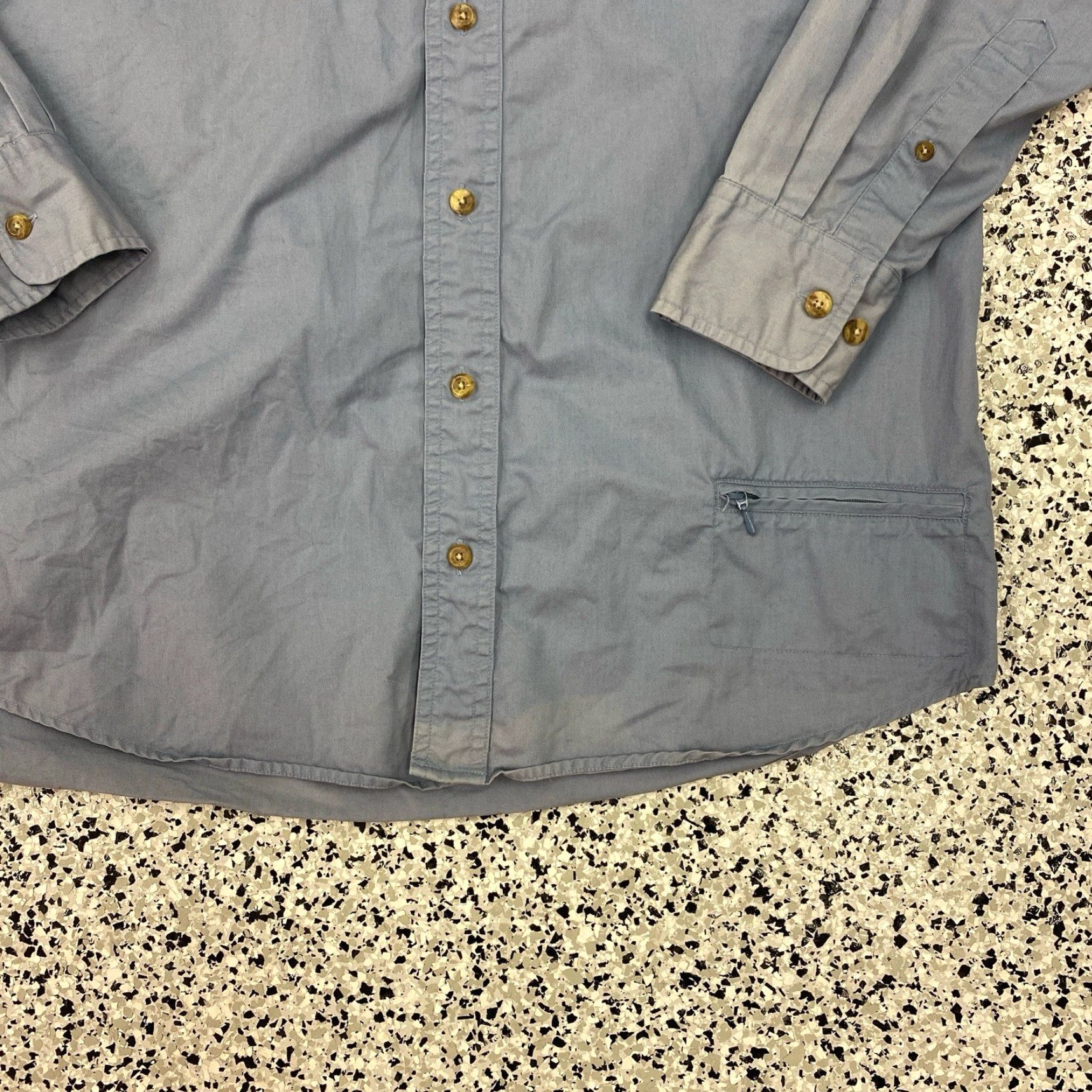 Vintage Cabela's Button-Down Shirt Mens MT 90s Faded Blue Double Pocket Solid Cotton Knit Regular Size Medium Tall Mens Size US L / EU 52-54 / 3 - 2 Thumbnail